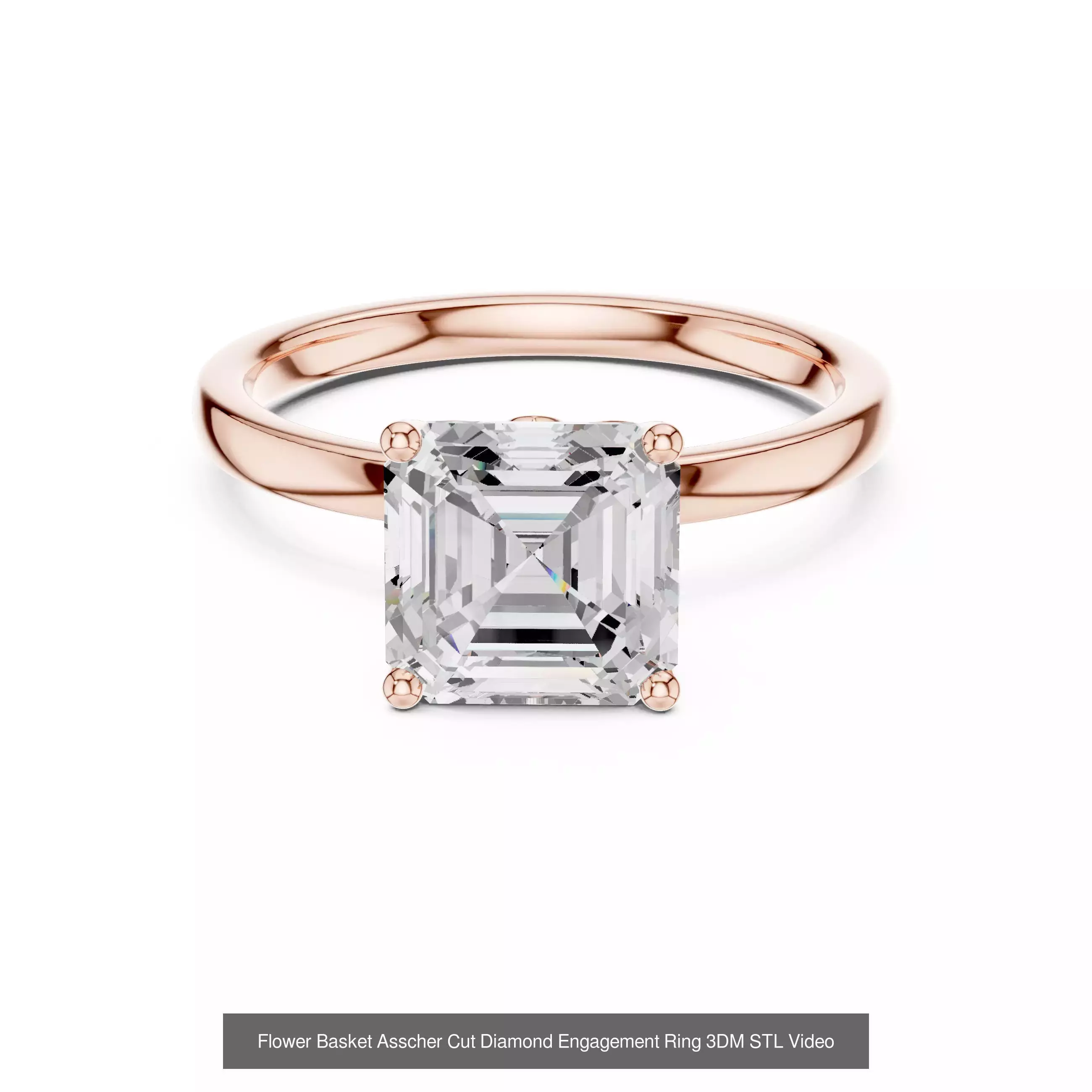 112 Asscher Diamond Rings 3DM STL OBJ FBX 3 Color Render Video 3D Model Collection_103