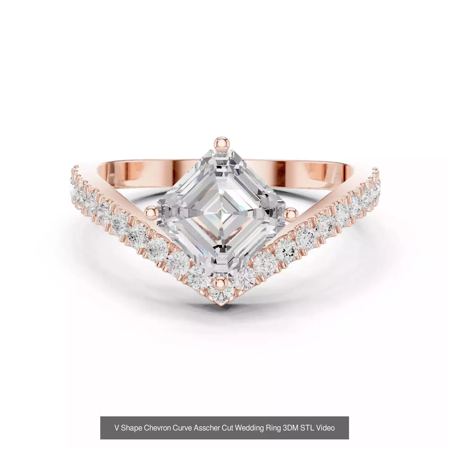 112 Asscher Diamond Rings 3DM STL OBJ FBX 3 Color Render Video 3D Model Collection_21