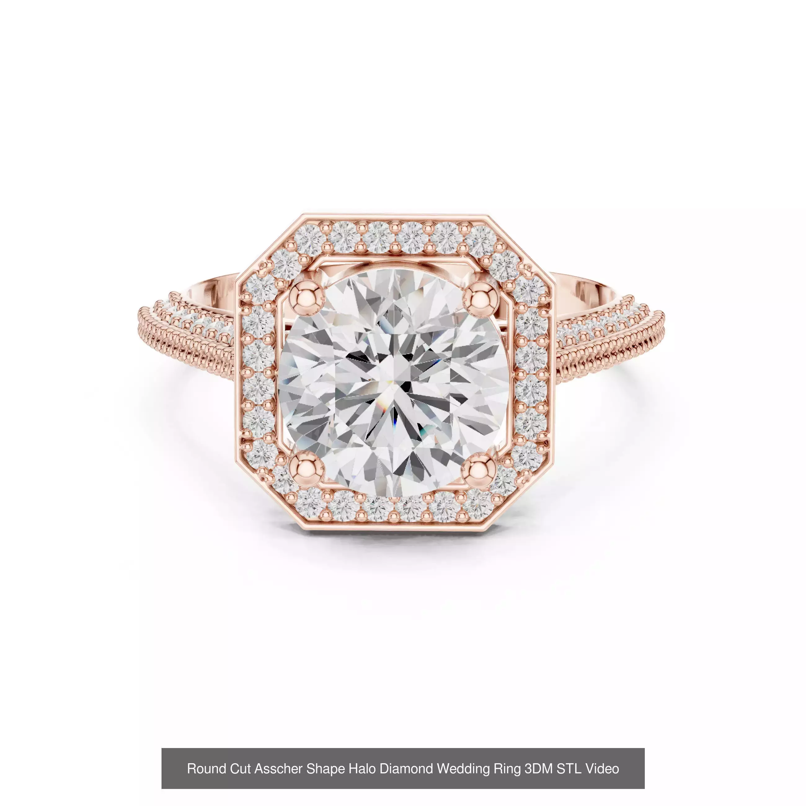 112 Asscher Diamond Rings 3DM STL OBJ FBX 3 Color Render Video 3D Model Collection_38