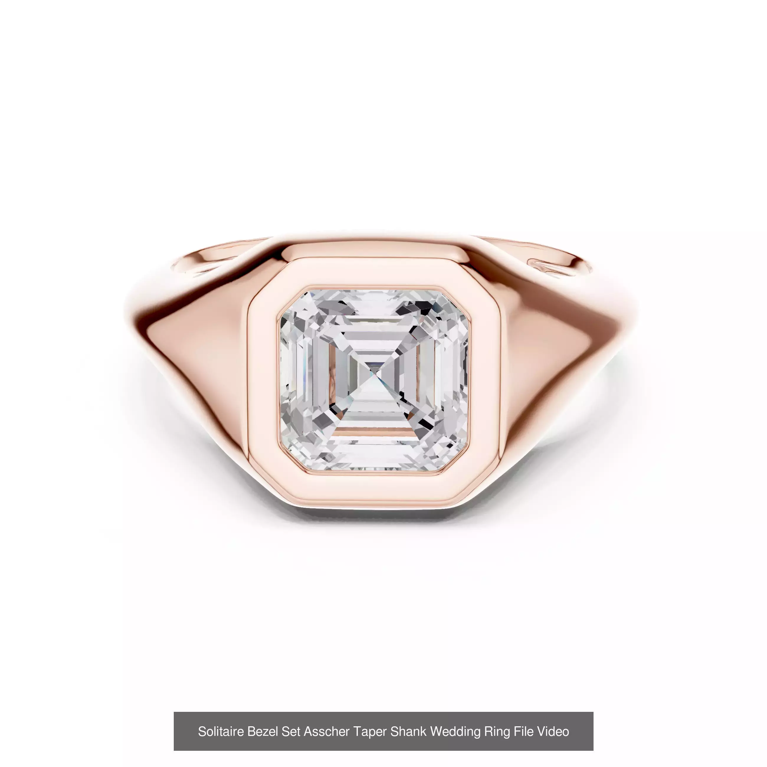 112 Asscher Diamond Rings 3DM STL OBJ FBX 3 Color Render Video 3D Model Collection_121