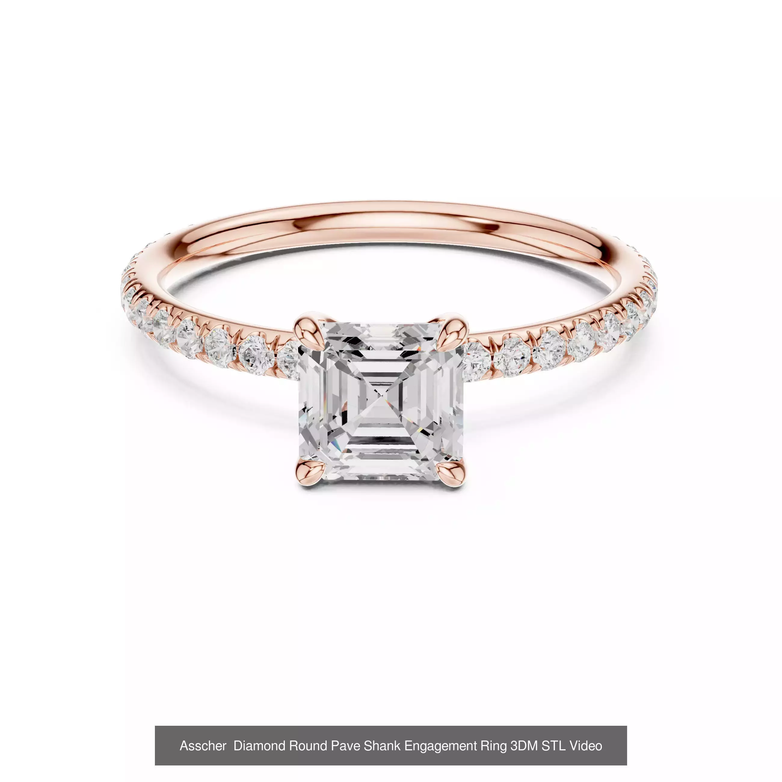 112 Asscher Diamond Rings 3DM STL OBJ FBX 3 Color Render Video 3D Model Collection_117