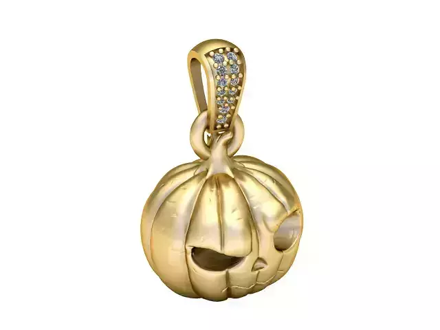 Golden Pumpkin Skull Pendant 3D Printable Model