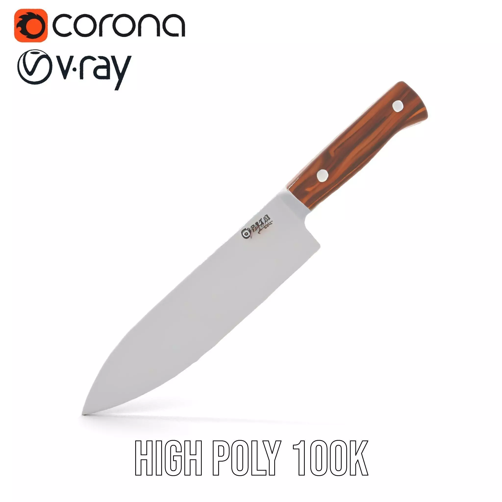 Ebony Chef Knife model pack Low-poly 3D model_15