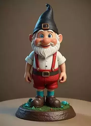 2252  Fairy Tale Gnome  Color Full  Body Figurine on Base