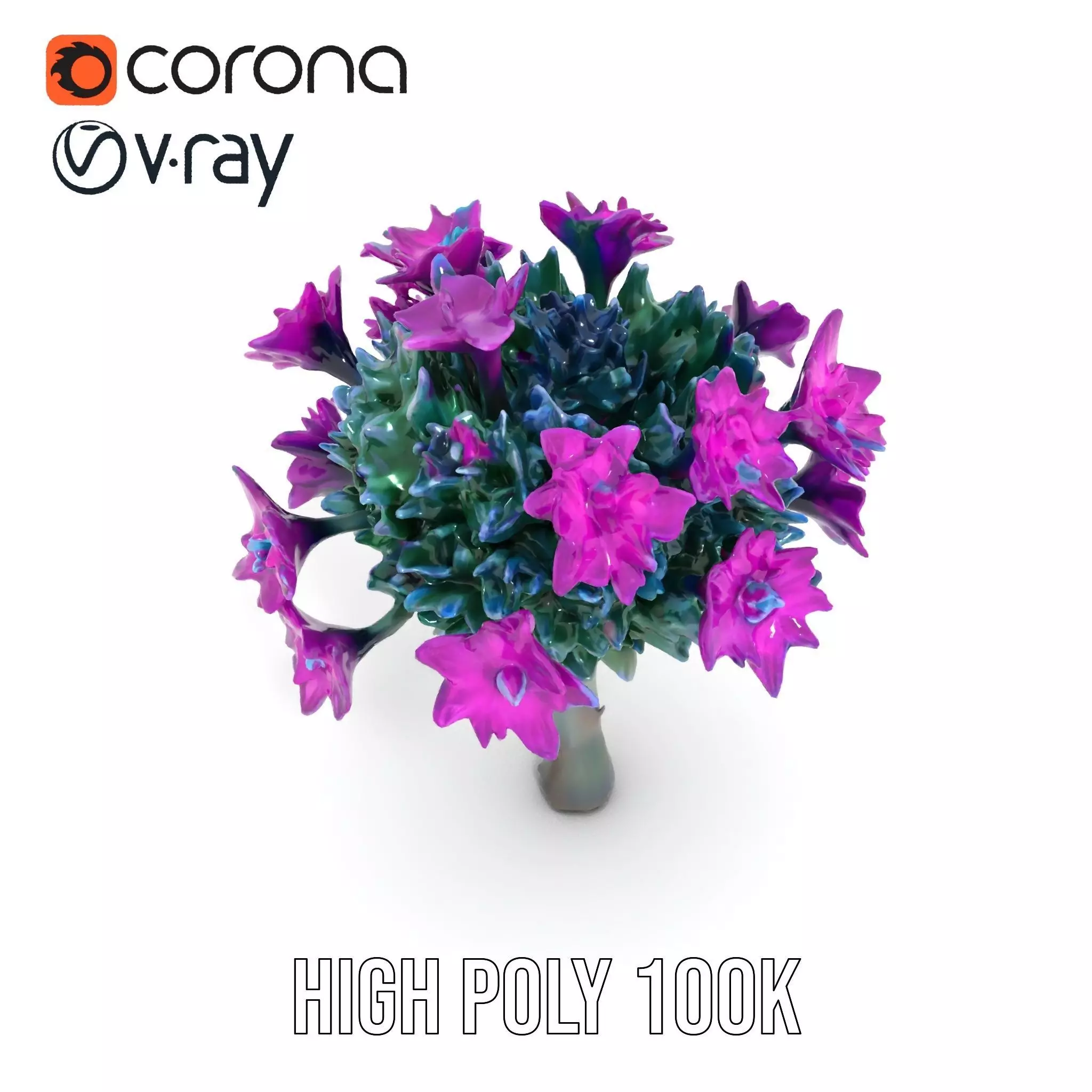 Vibrant Purple Flower model pack Low-poly 3D model_20