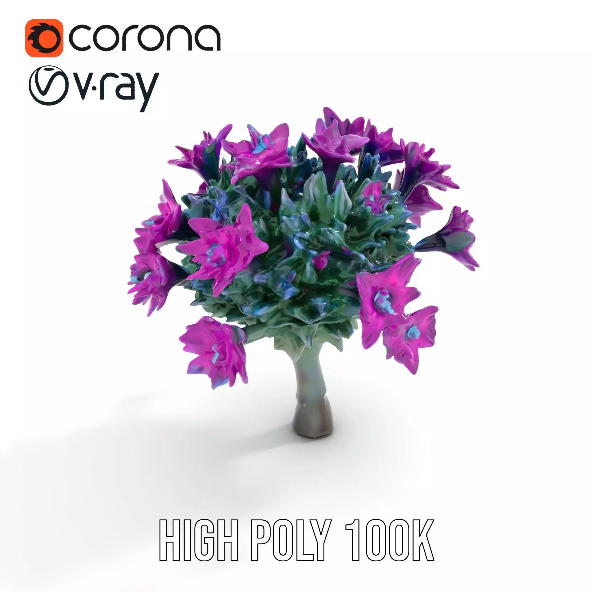 Vibrant Purple Flower model pack Low-poly 3D model_6