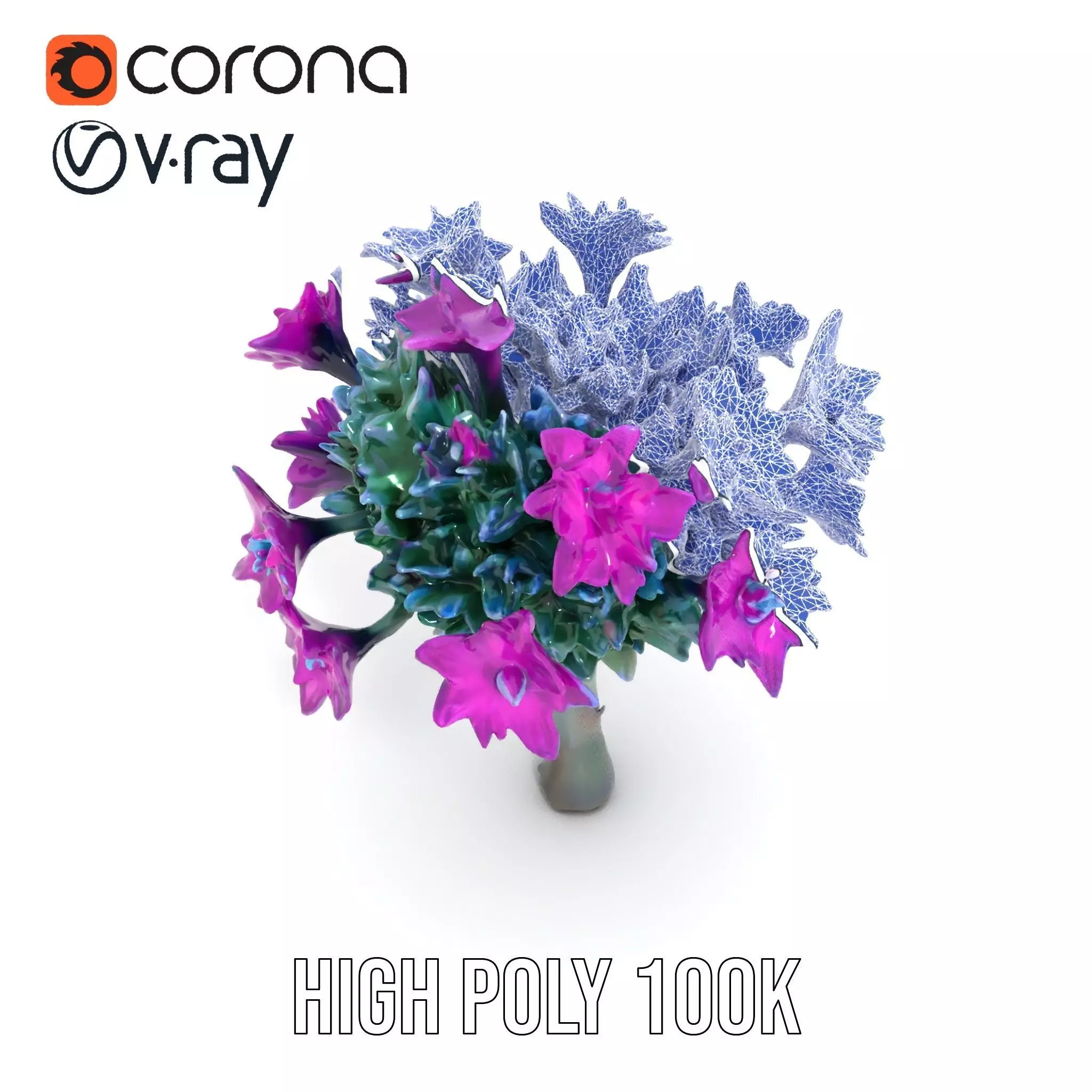 Vibrant Purple Flower model pack Low-poly 3D model_22