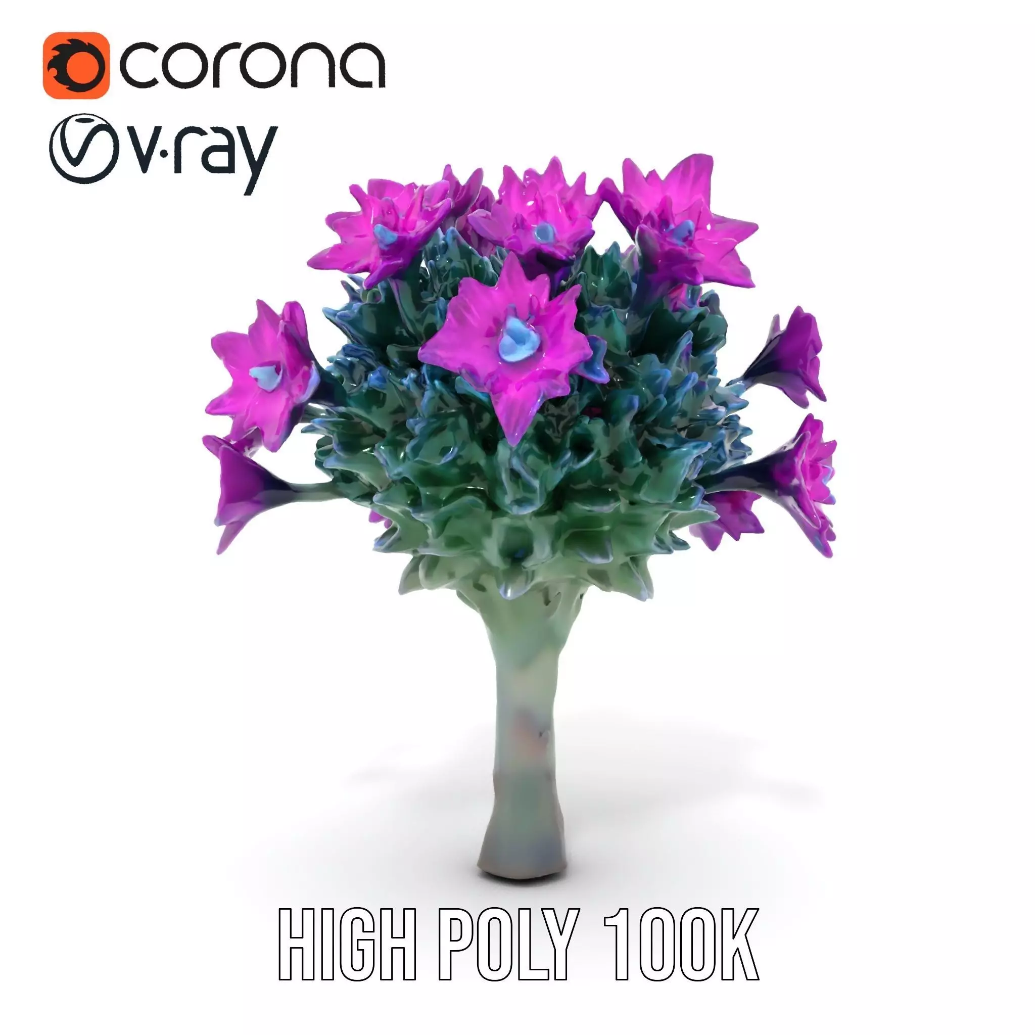 Vibrant Purple Flower model pack Low-poly 3D model_16