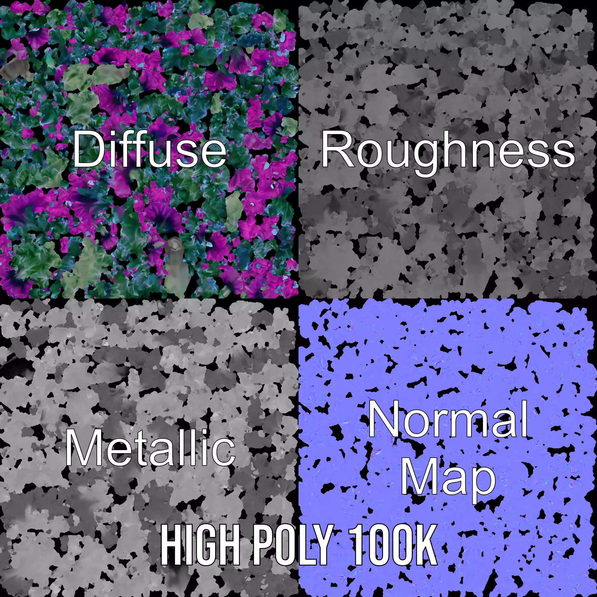 Vibrant Purple Flower model pack Low-poly 3D model_3