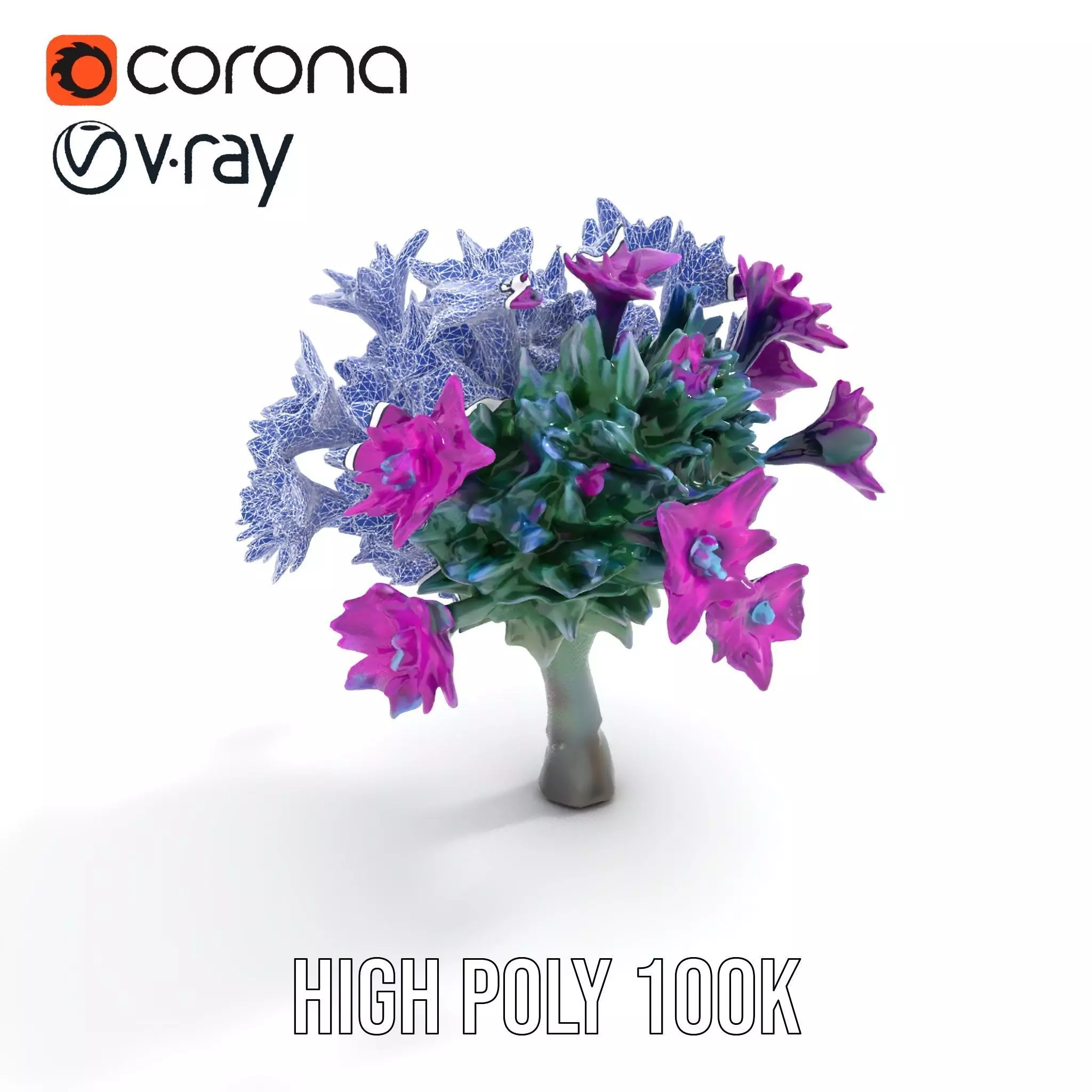 Vibrant Purple Flower model pack Low-poly 3D model_33