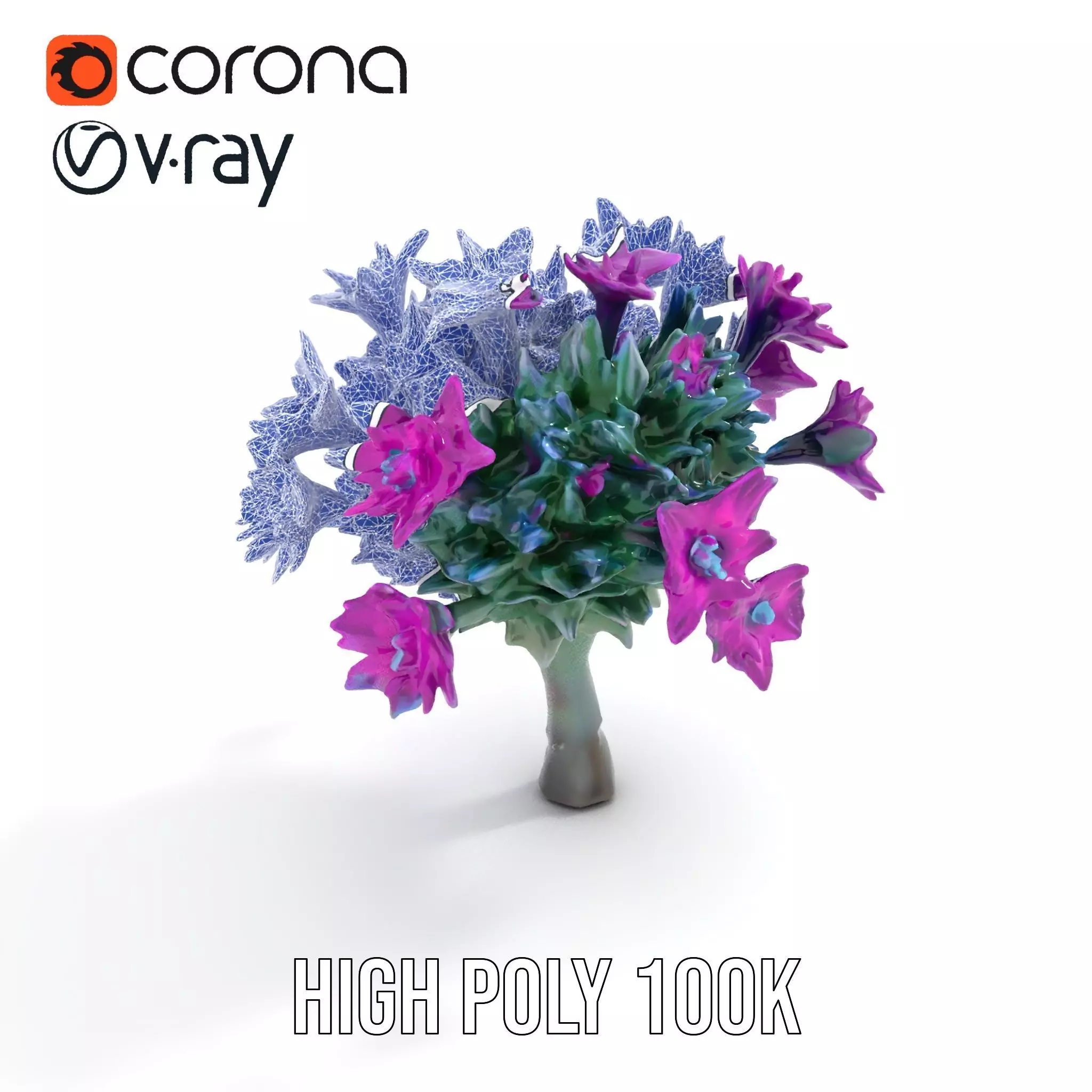 Vibrant Purple Flower model pack Low-poly 3D model_18