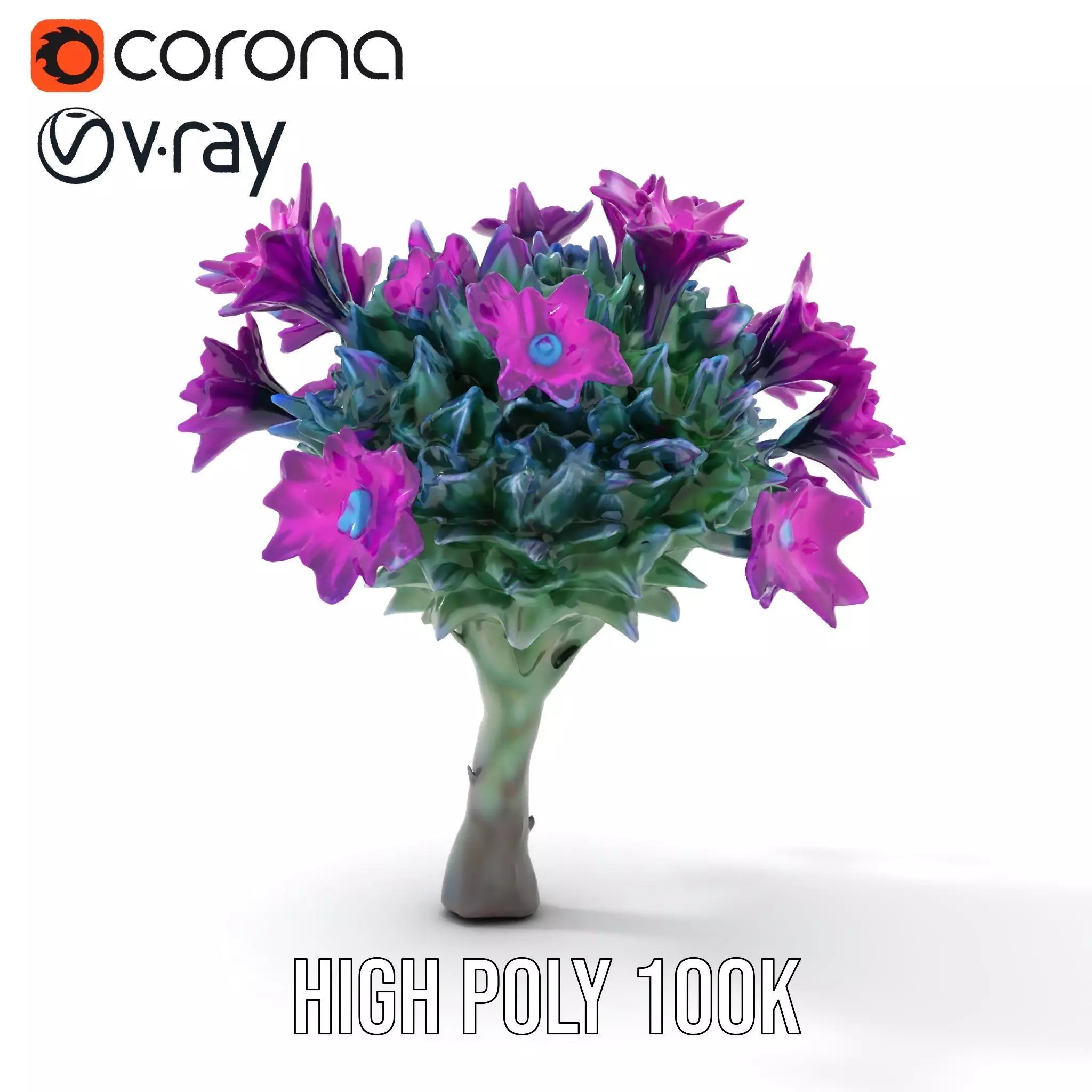 Vibrant Purple Flower model pack Low-poly 3D model_24