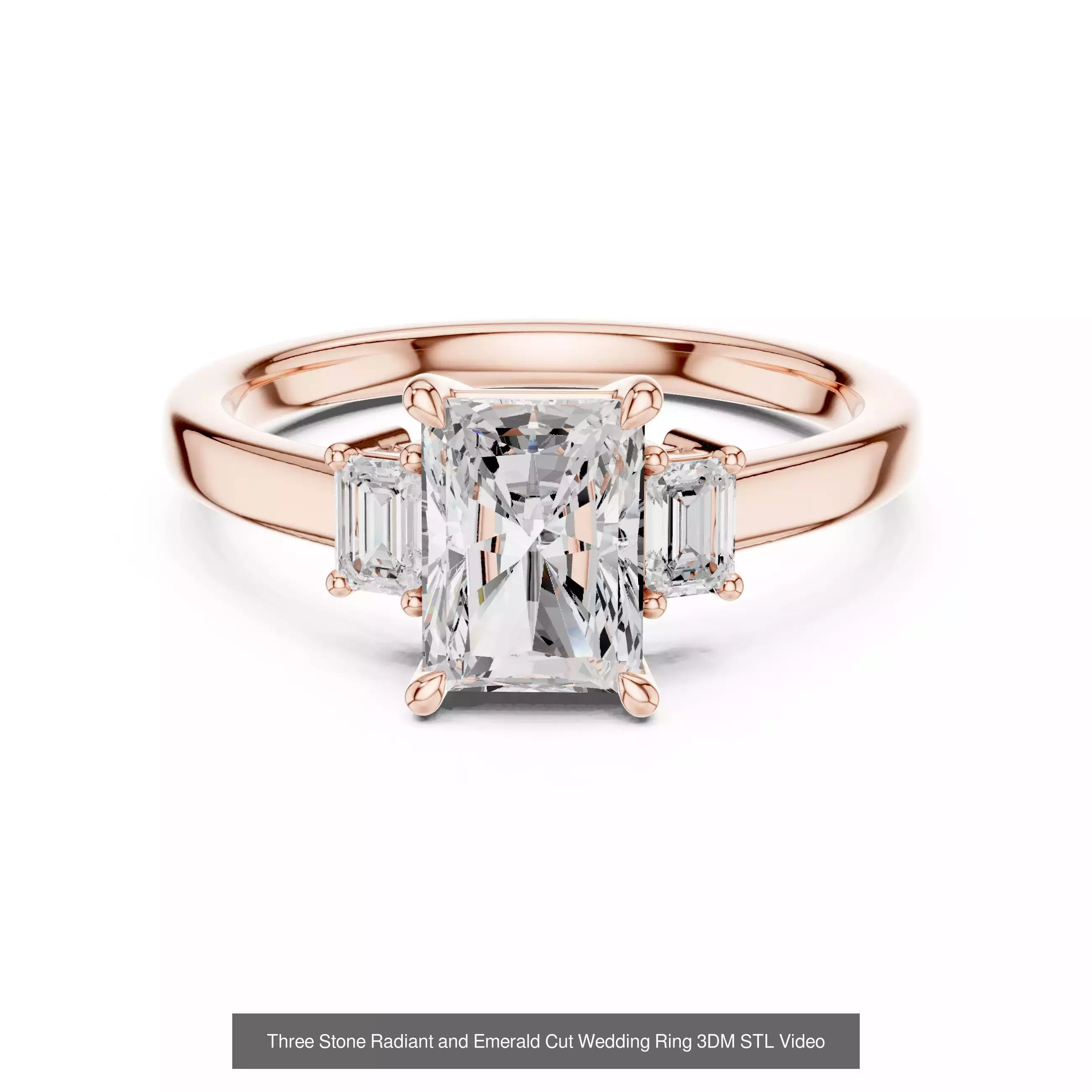 229 Emerald Cut Diamond Rings 3DM STL OBJ FBX 3 Render Video 3D Model Collection_166