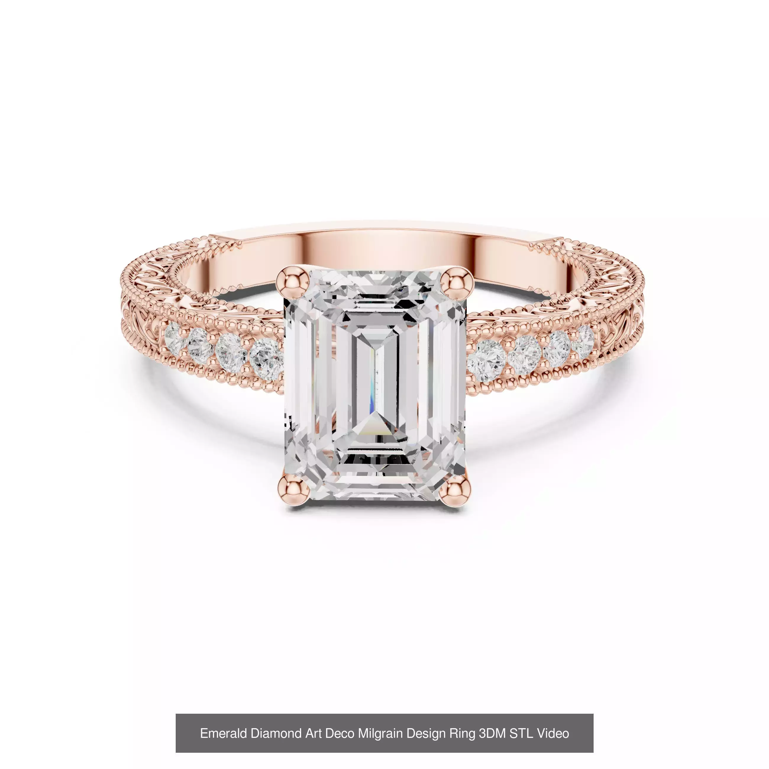 229 Emerald Cut Diamond Rings 3DM STL OBJ FBX 3 Render Video 3D Model Collection_189