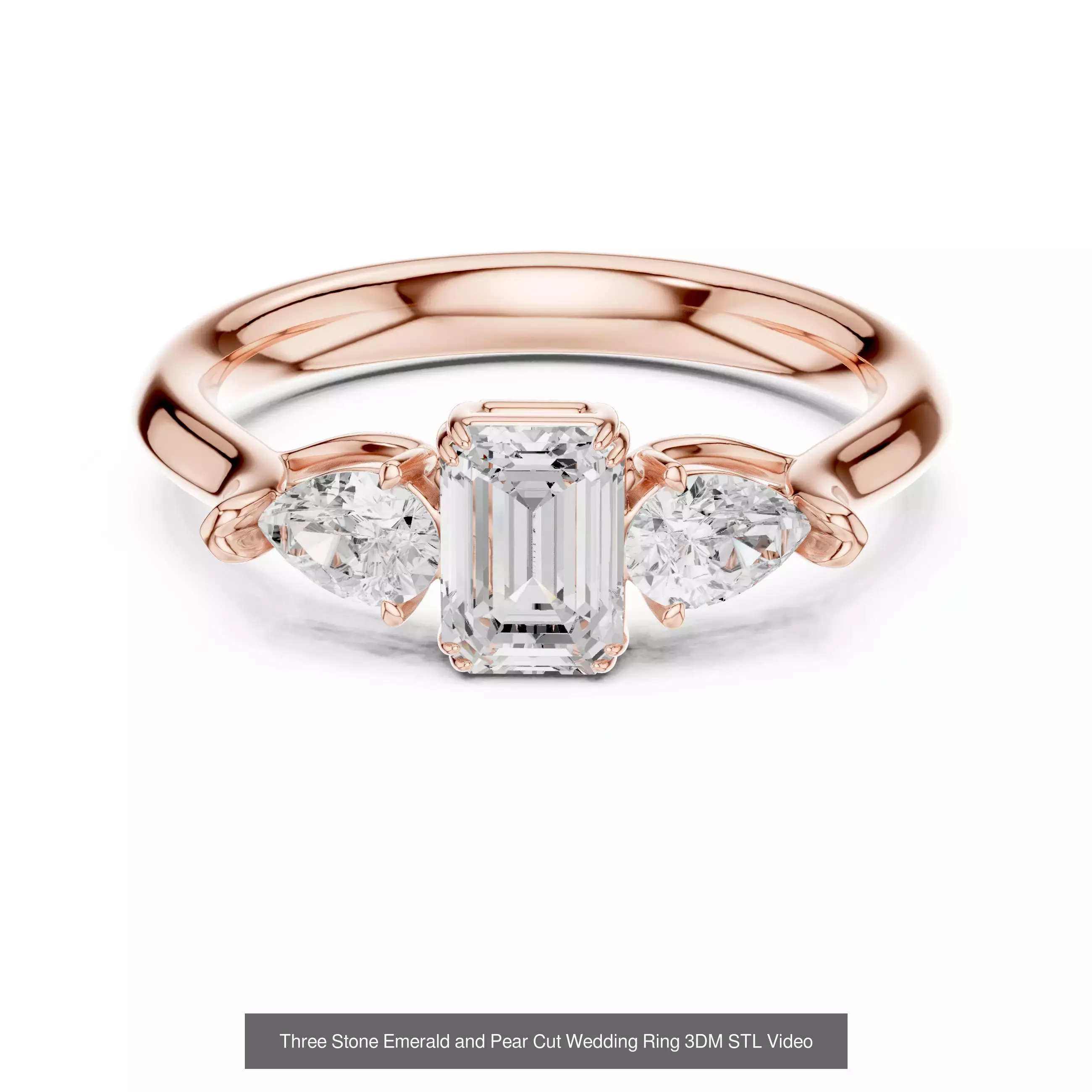 229 Emerald Cut Diamond Rings 3DM STL OBJ FBX 3 Render Video 3D Model Collection_149