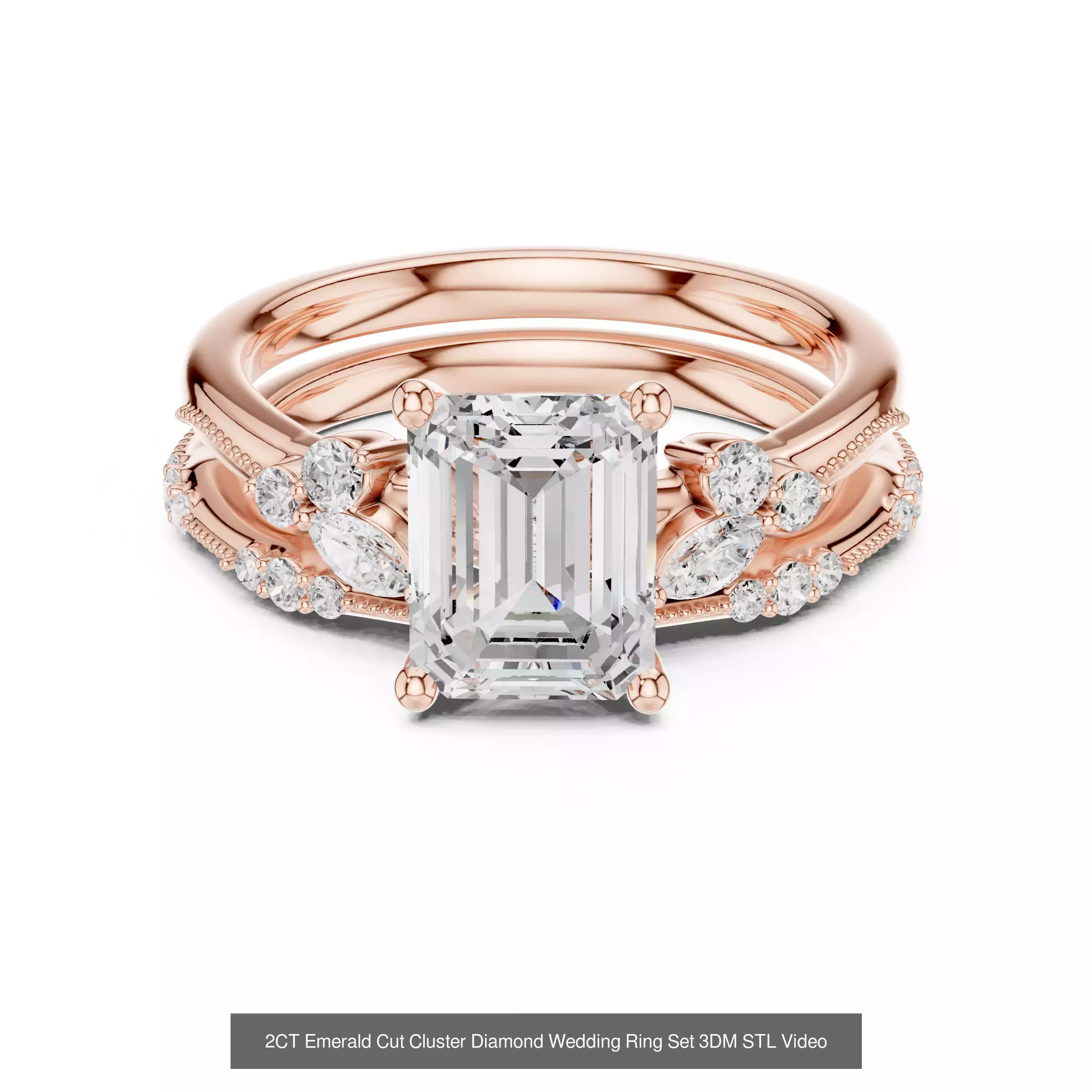 229 Emerald Cut Diamond Rings 3DM STL OBJ FBX 3 Render Video 3D Model Collection_193