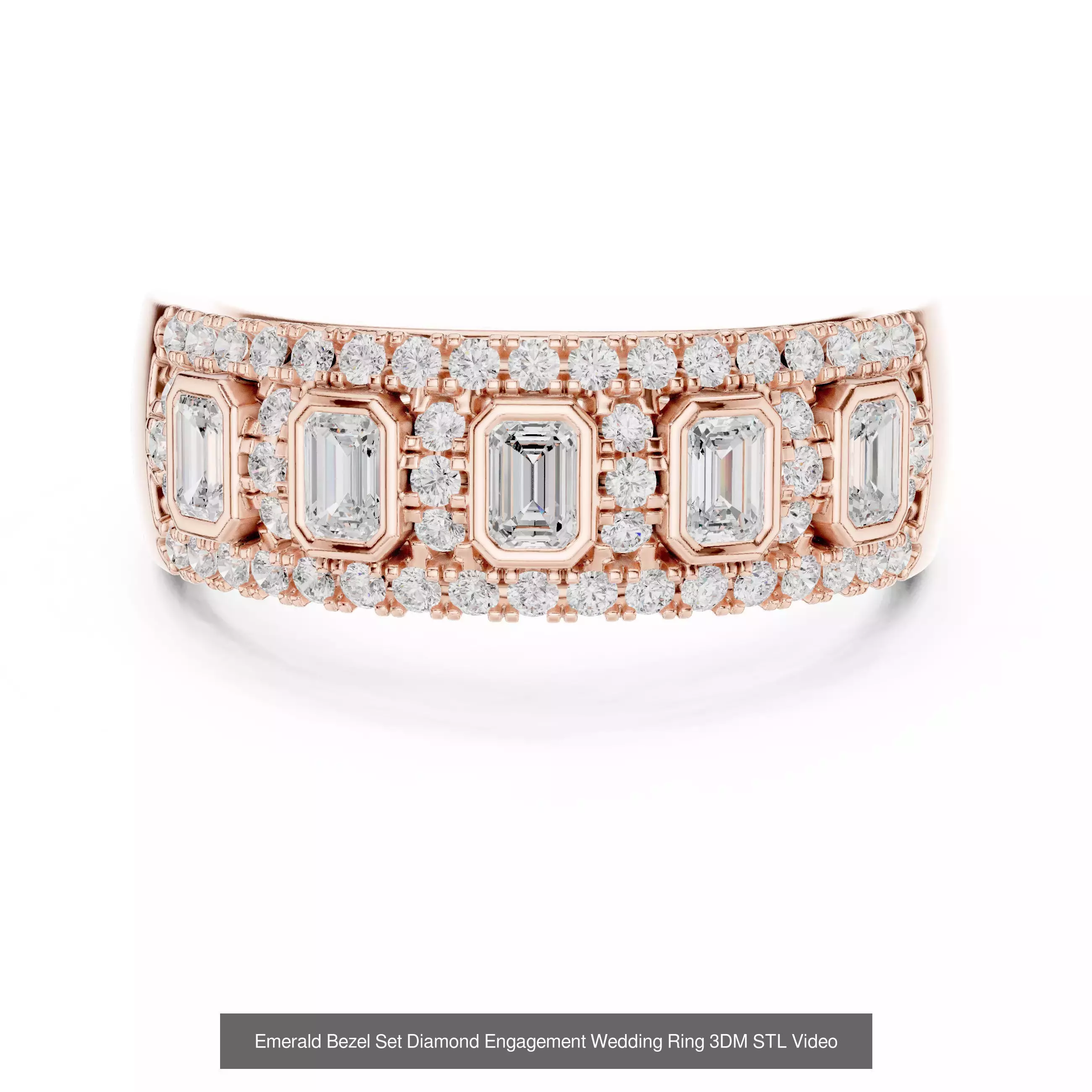 229 Emerald Cut Diamond Rings 3DM STL OBJ FBX 3 Render Video 3D Model Collection_95