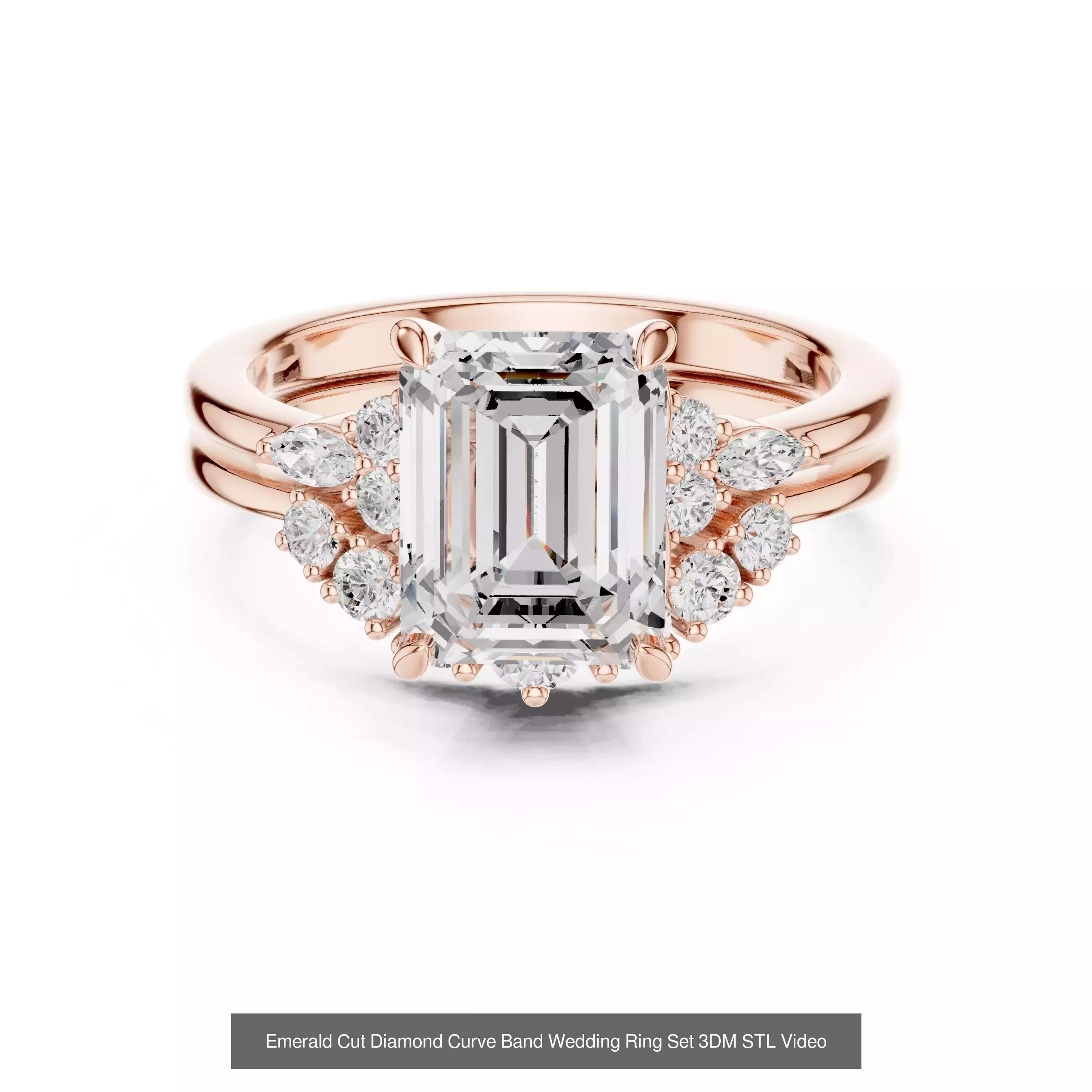 229 Emerald Cut Diamond Rings 3DM STL OBJ FBX 3 Render Video 3D Model Collection_180