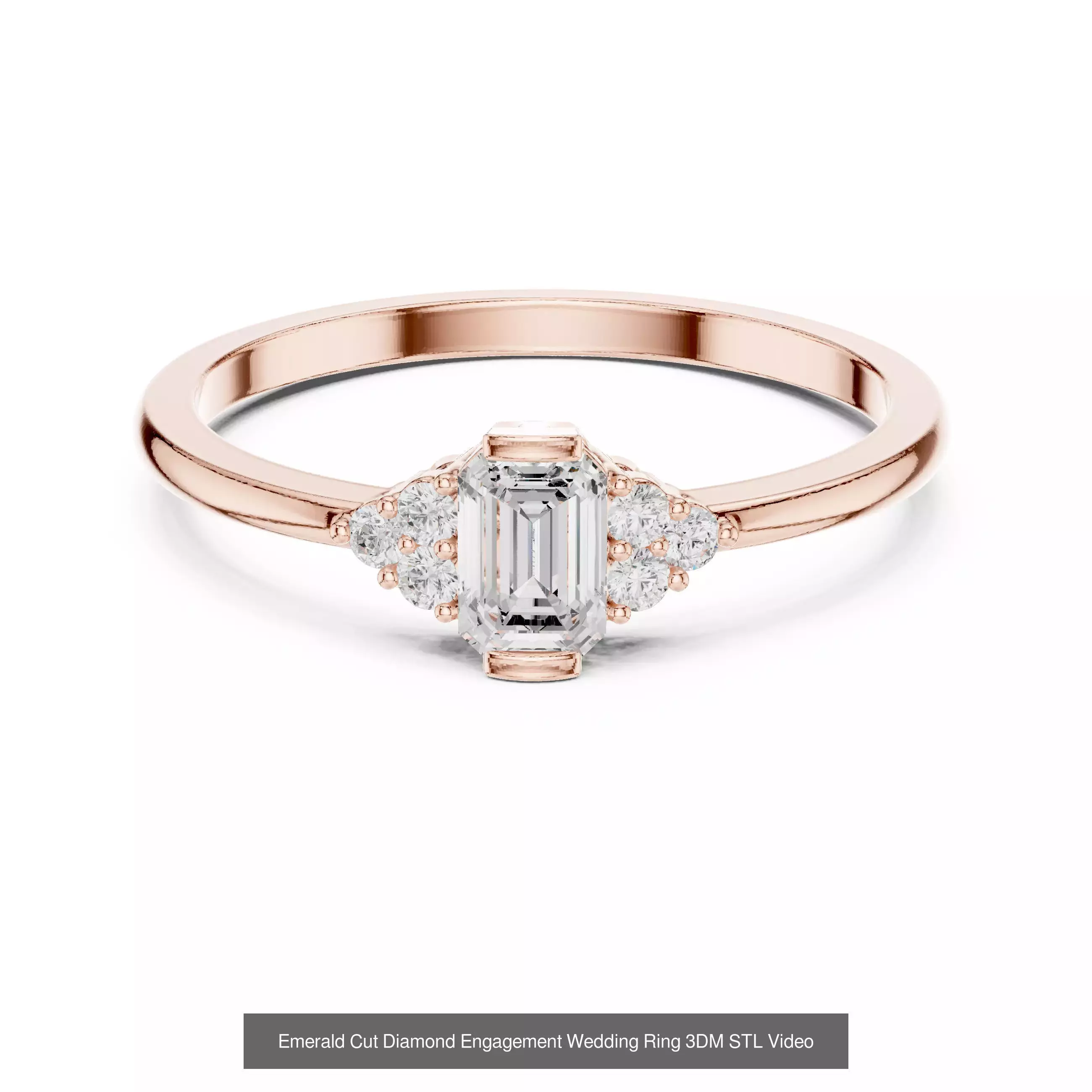 229 Emerald Cut Diamond Rings 3DM STL OBJ FBX 3 Render Video 3D Model Collection_36