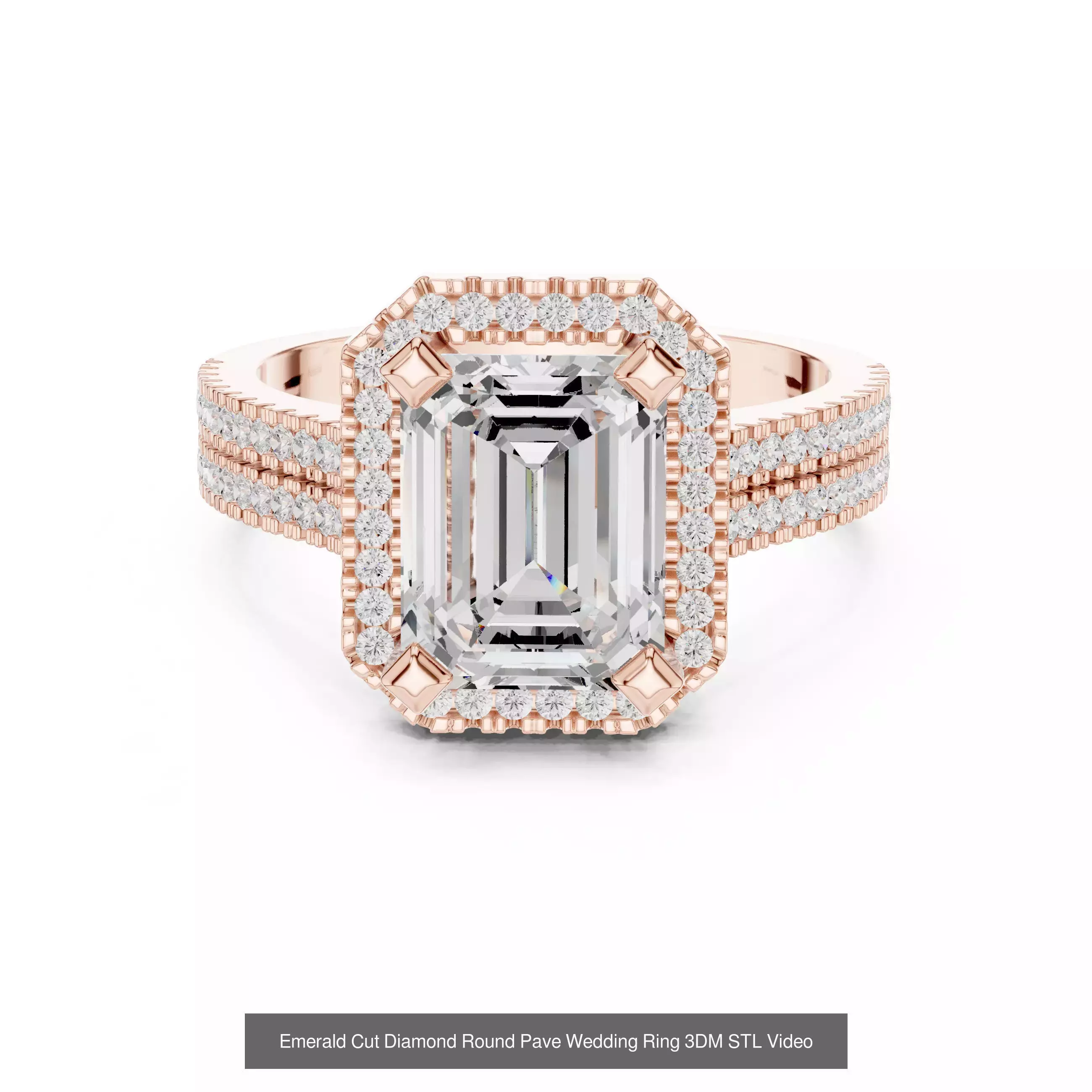 229 Emerald Cut Diamond Rings 3DM STL OBJ FBX 3 Render Video 3D Model Collection_126