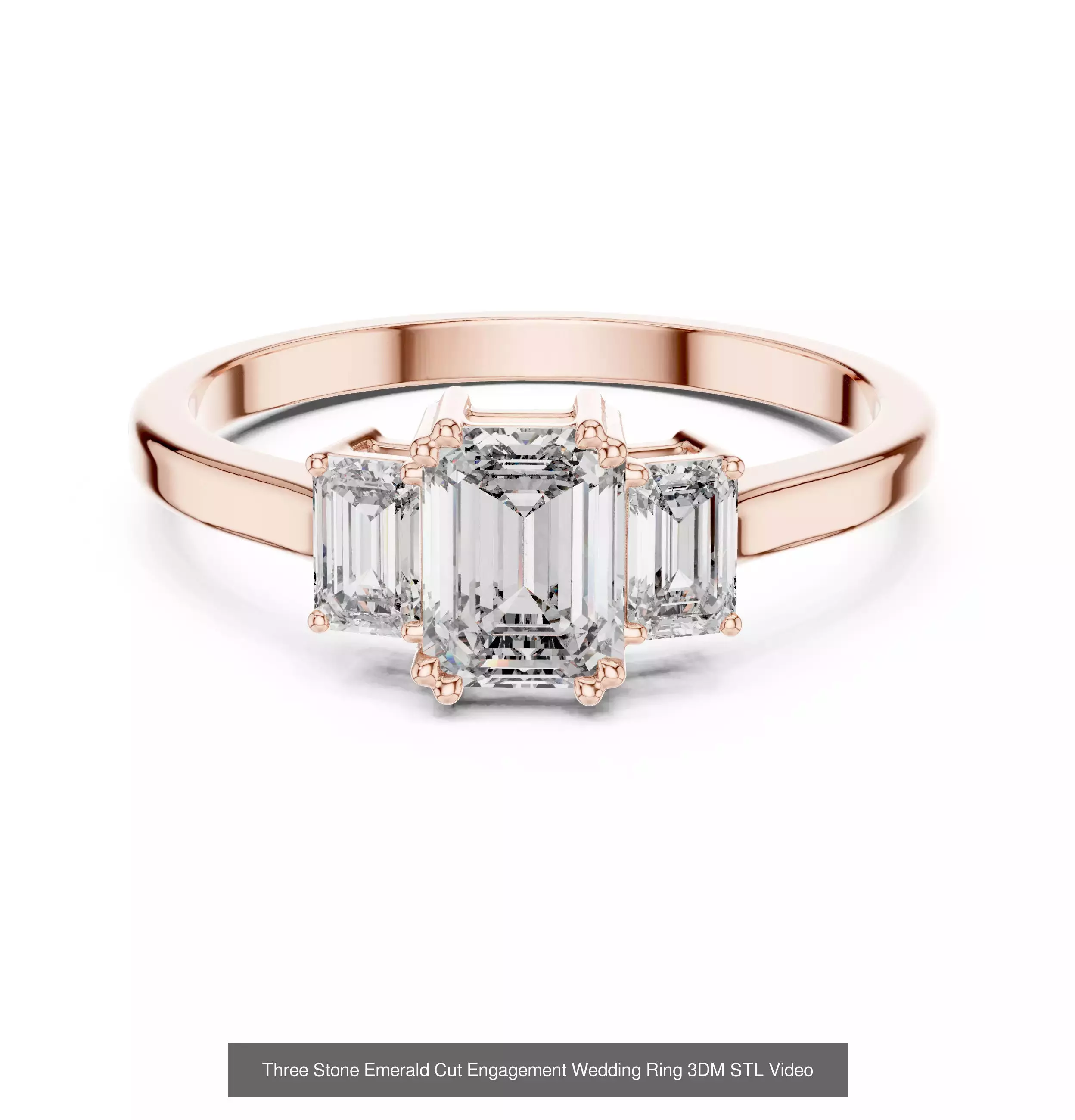 229 Emerald Cut Diamond Rings 3DM STL OBJ FBX 3 Render Video 3D Model Collection_76