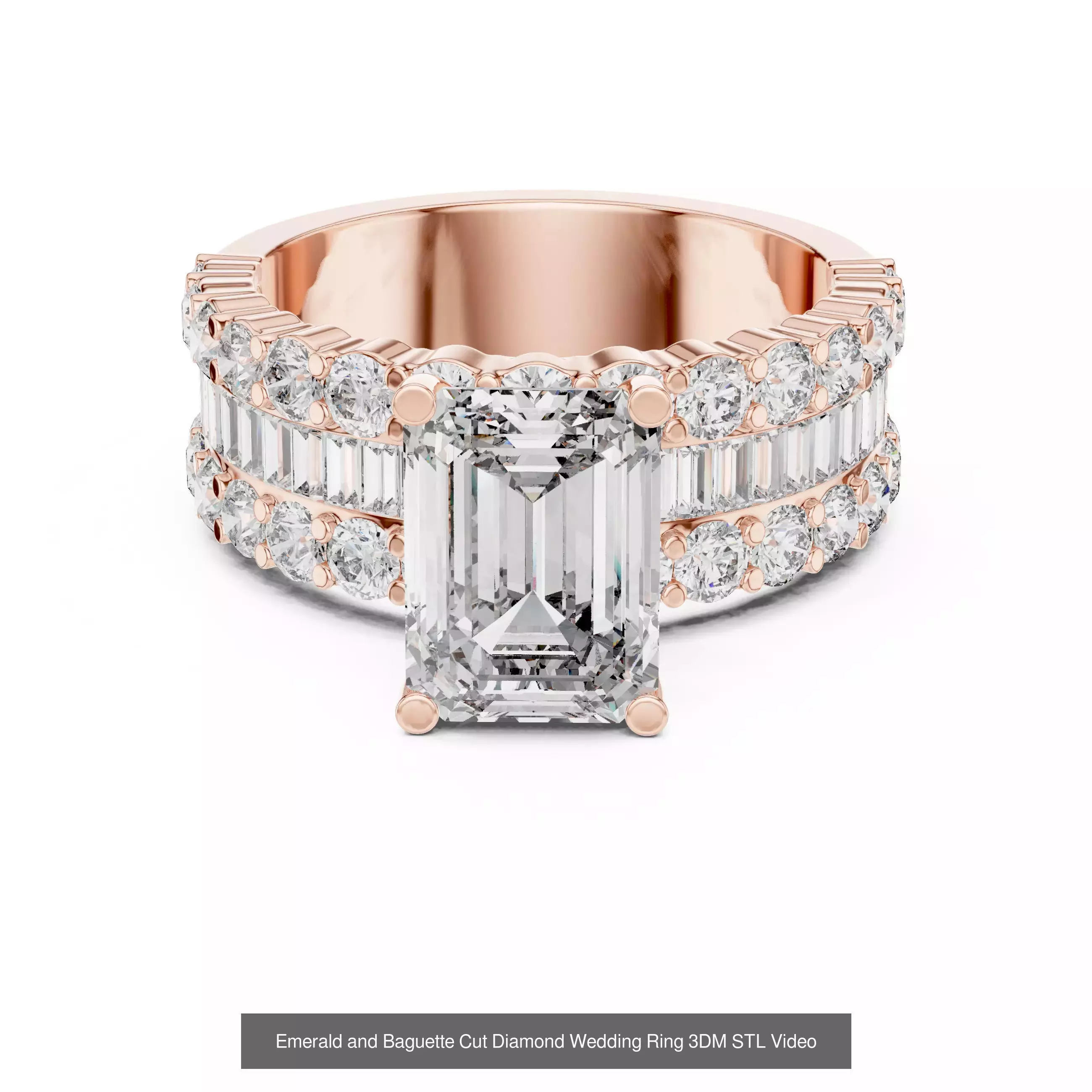 229 Emerald Cut Diamond Rings 3DM STL OBJ FBX 3 Render Video 3D Model Collection_132