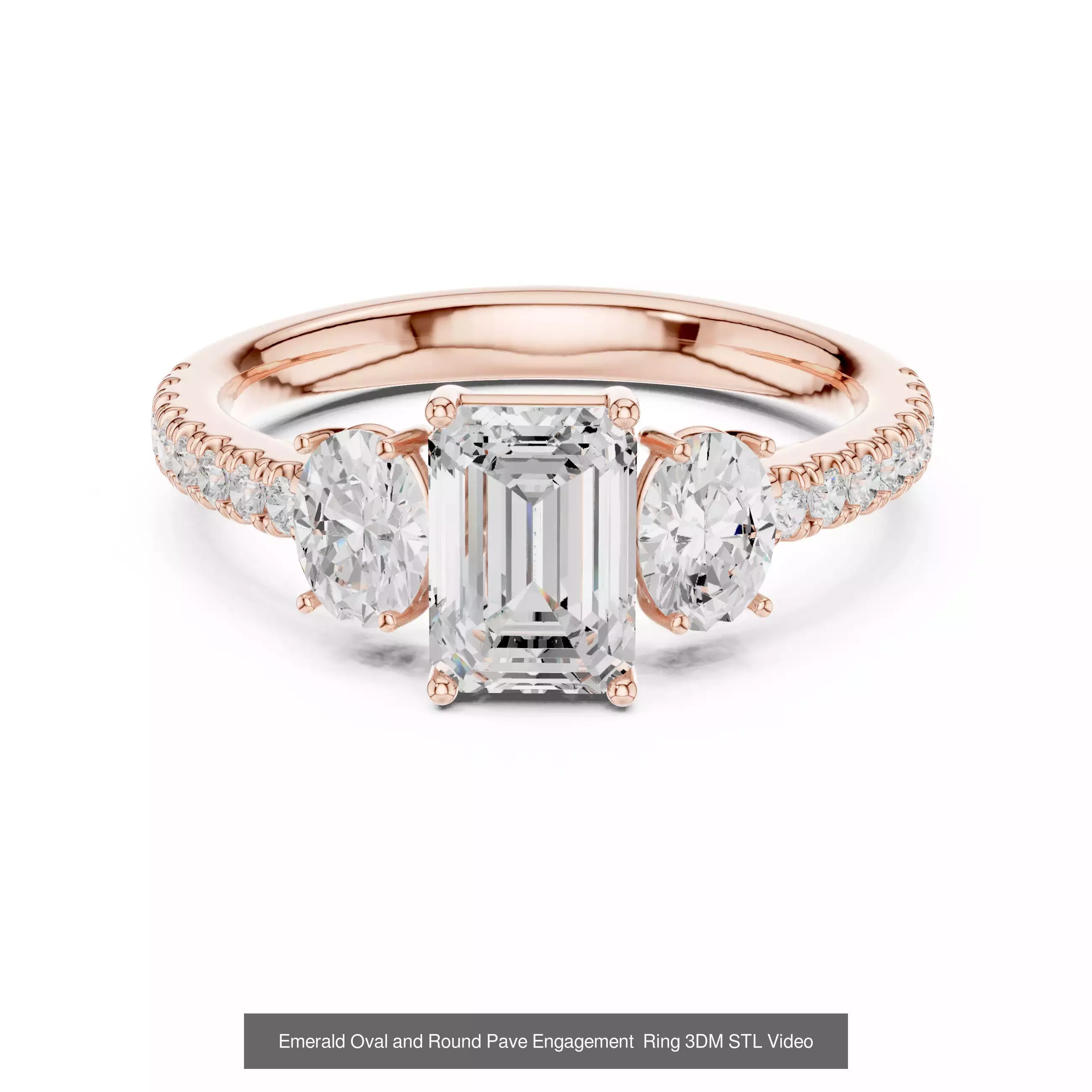 229 Emerald Cut Diamond Rings 3DM STL OBJ FBX 3 Render Video 3D Model Collection_74