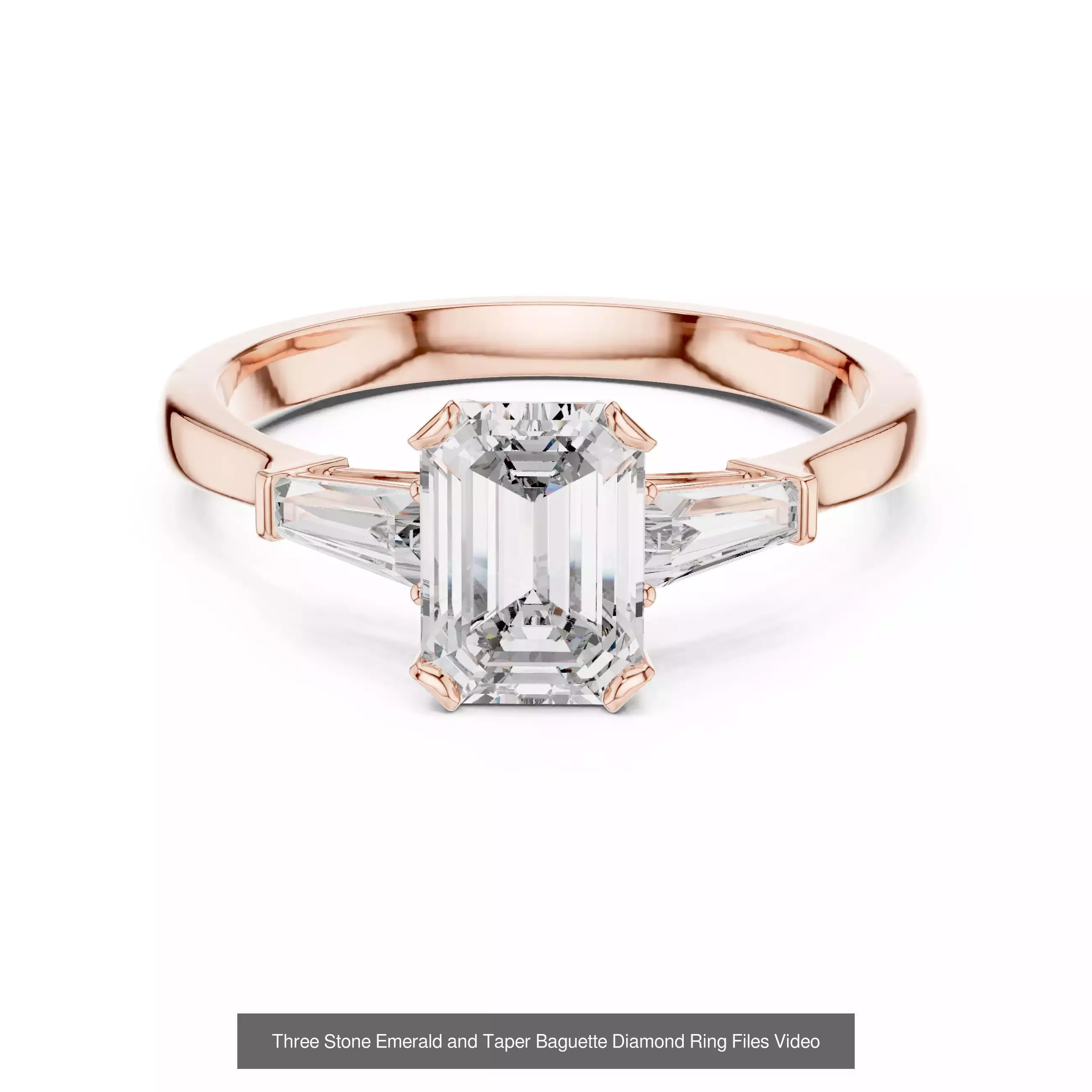 229 Emerald Cut Diamond Rings 3DM STL OBJ FBX 3 Render Video 3D Model Collection_98