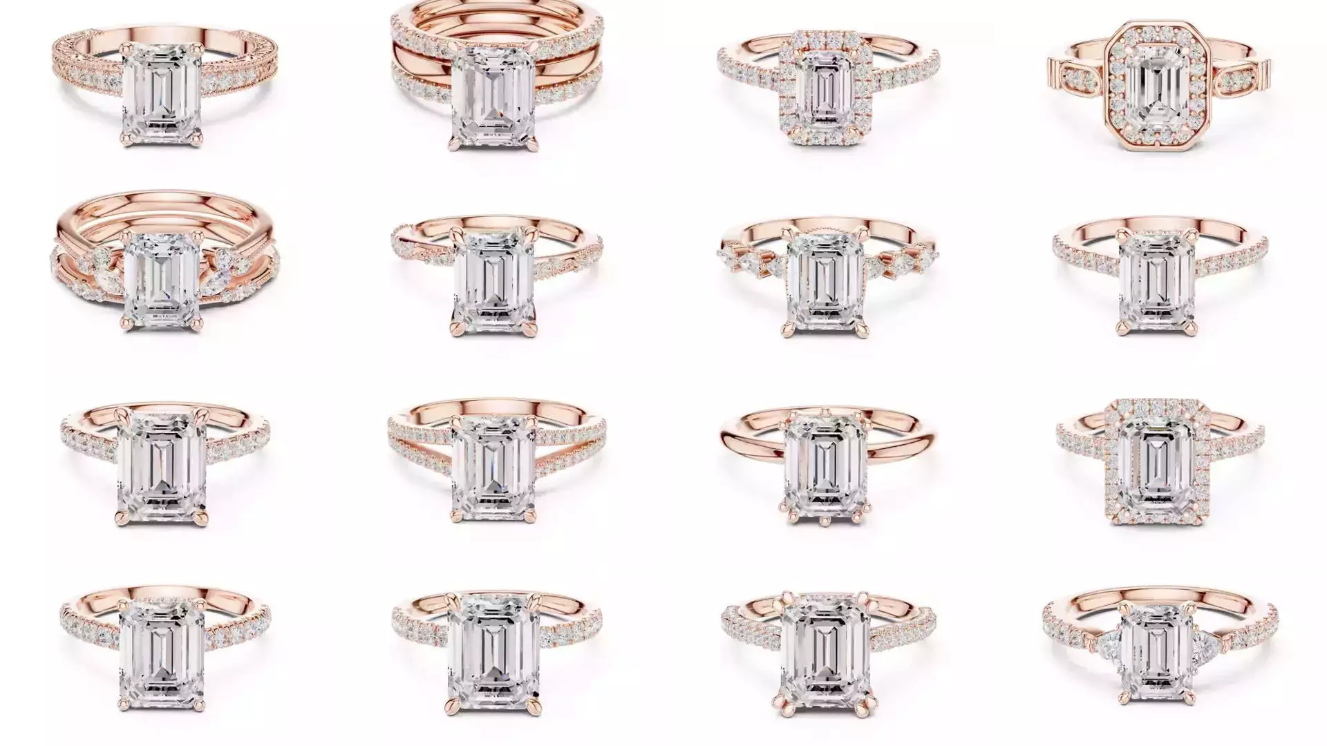 229 Emerald Cut Diamond Rings 3DM STL OBJ FBX 3 Render Video 3D Model Collection_19
