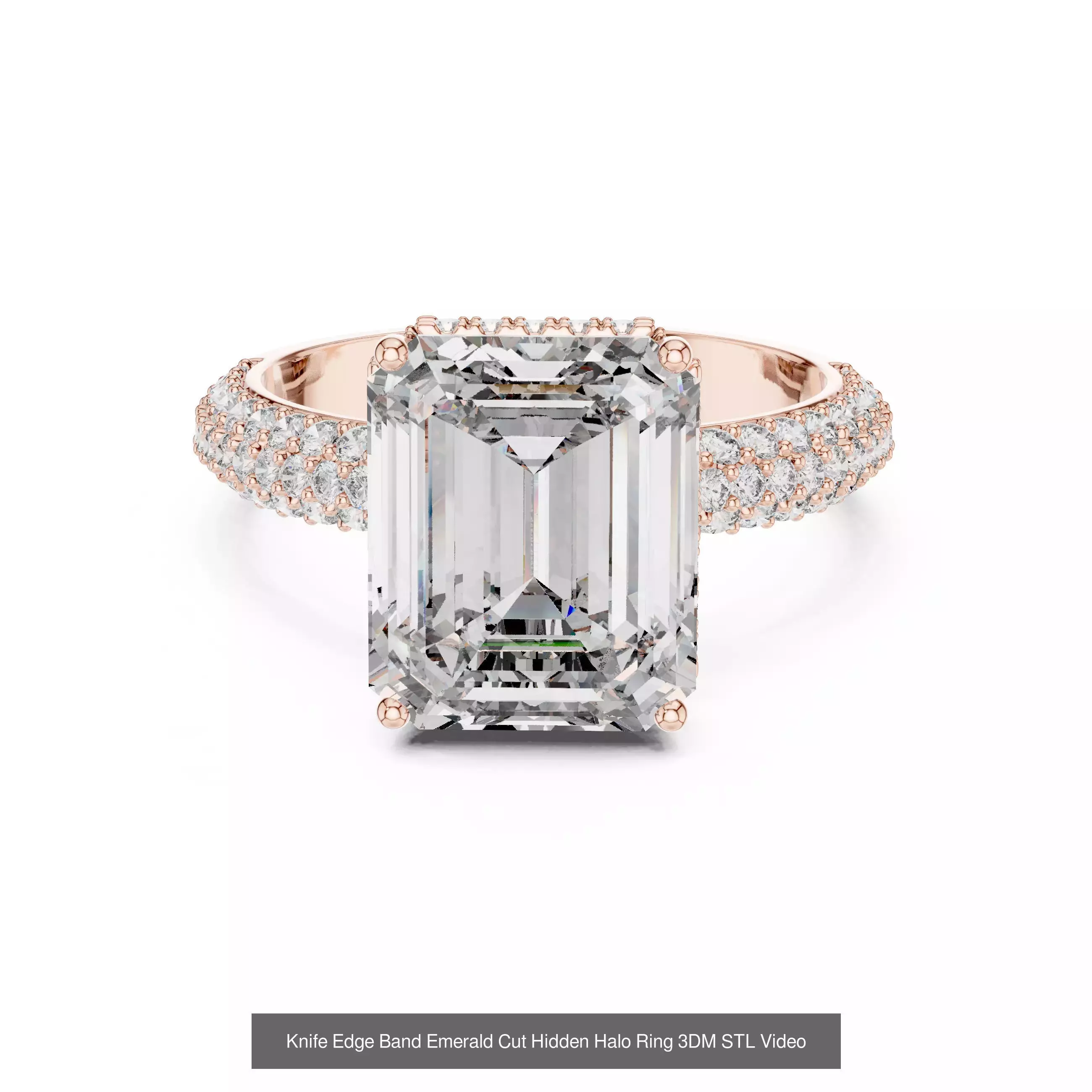 229 Emerald Cut Diamond Rings 3DM STL OBJ FBX 3 Render Video 3D Model Collection_106
