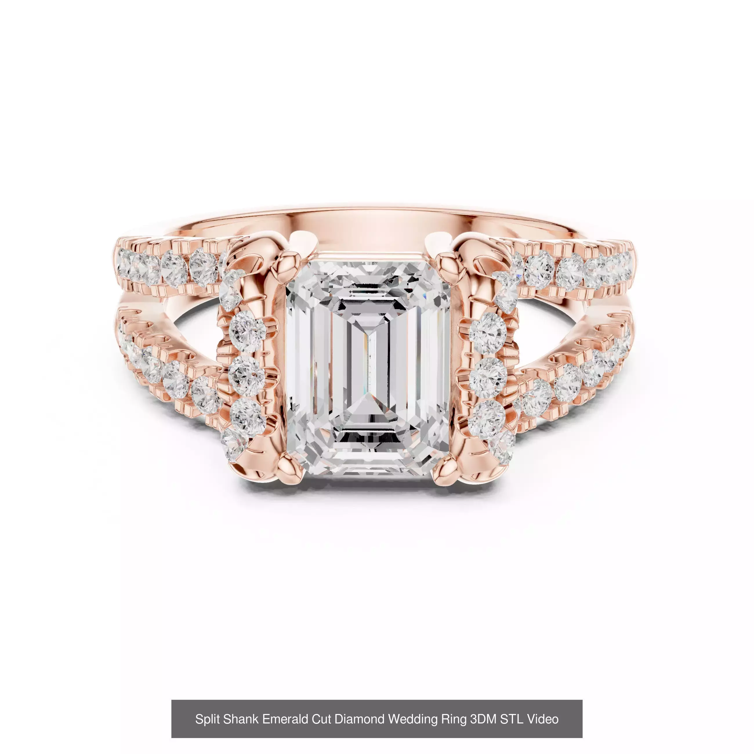 229 Emerald Cut Diamond Rings 3DM STL OBJ FBX 3 Render Video 3D Model Collection_92