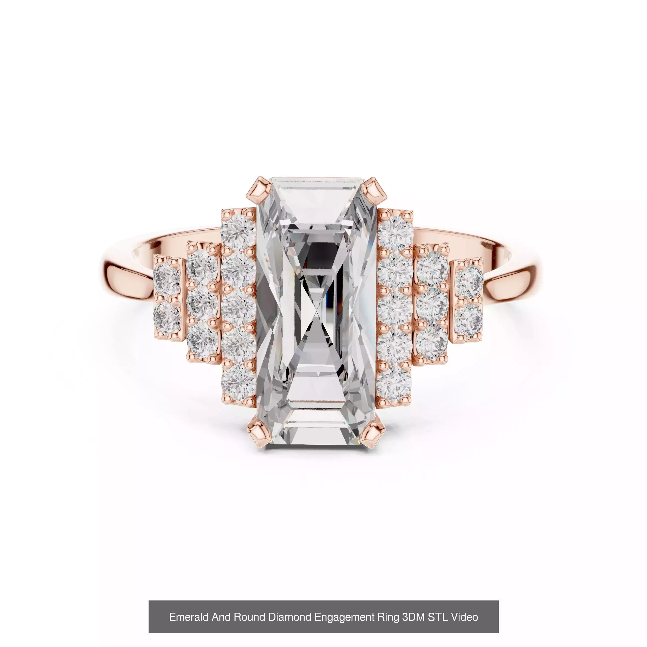 229 Emerald Cut Diamond Rings 3DM STL OBJ FBX 3 Render Video 3D Model Collection_101