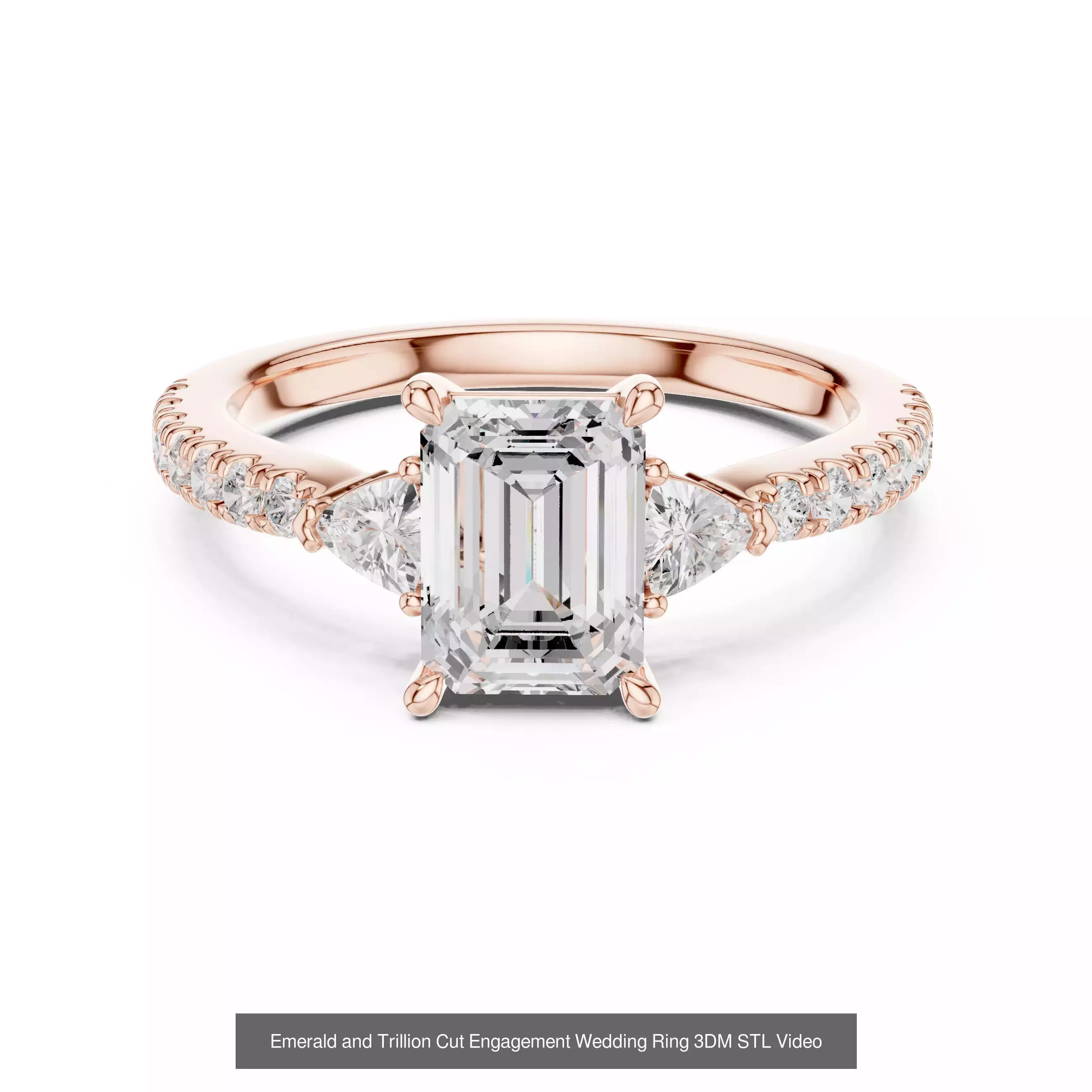 229 Emerald Cut Diamond Rings 3DM STL OBJ FBX 3 Render Video 3D Model Collection_155