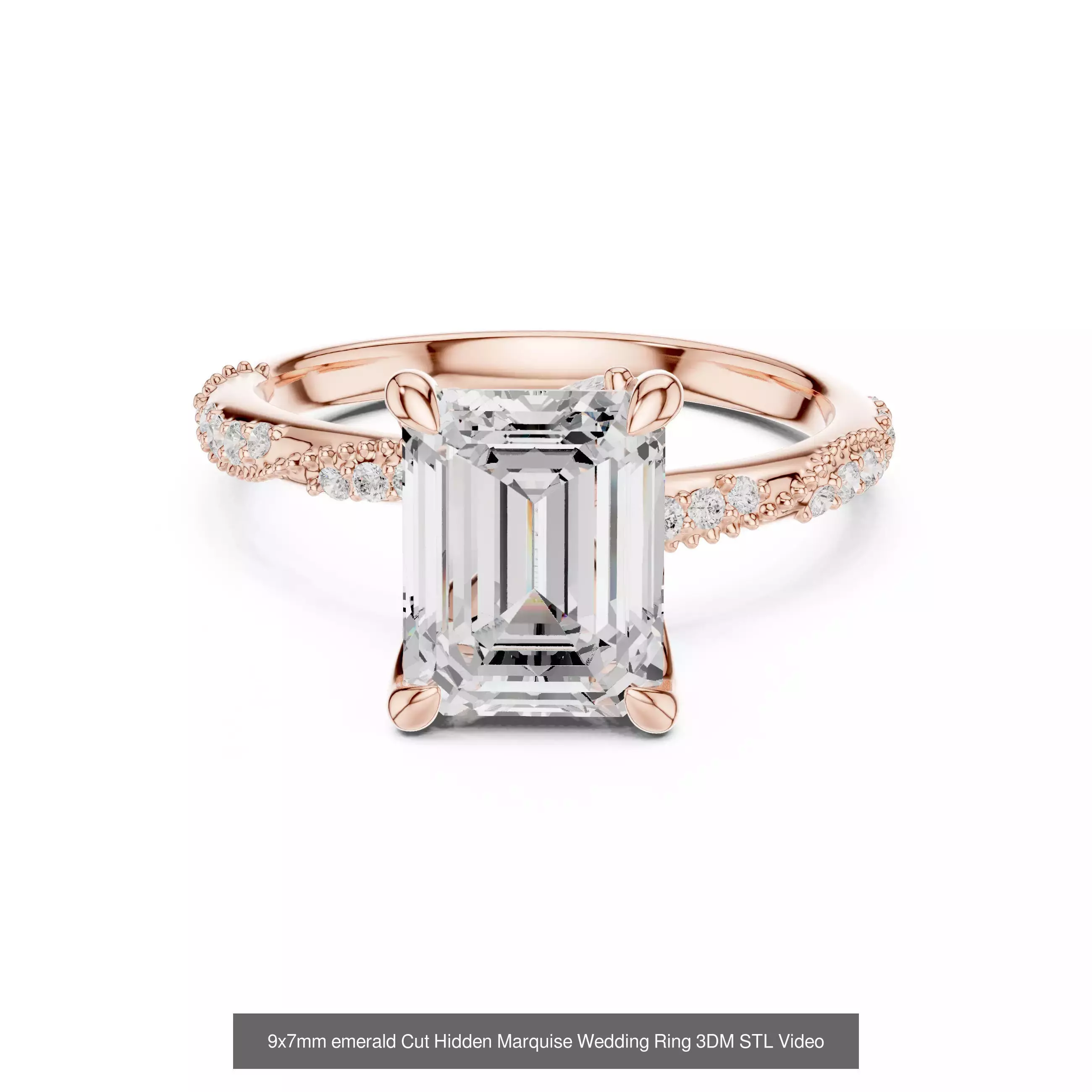 229 Emerald Cut Diamond Rings 3DM STL OBJ FBX 3 Render Video 3D Model Collection_194