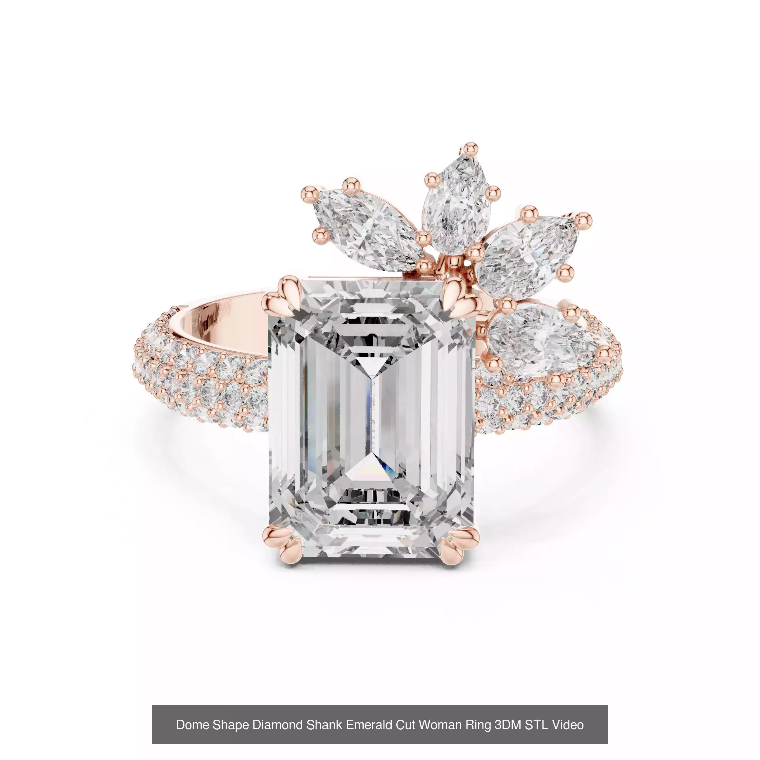 229 Emerald Cut Diamond Rings 3DM STL OBJ FBX 3 Render Video 3D Model Collection_108