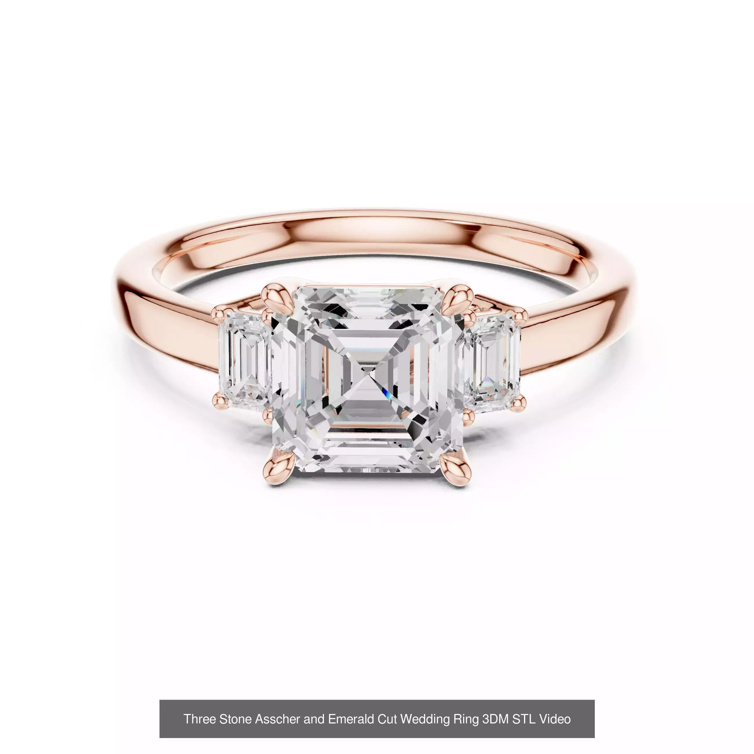 229 Emerald Cut Diamond Rings 3DM STL OBJ FBX 3 Render Video 3D Model Collection_156