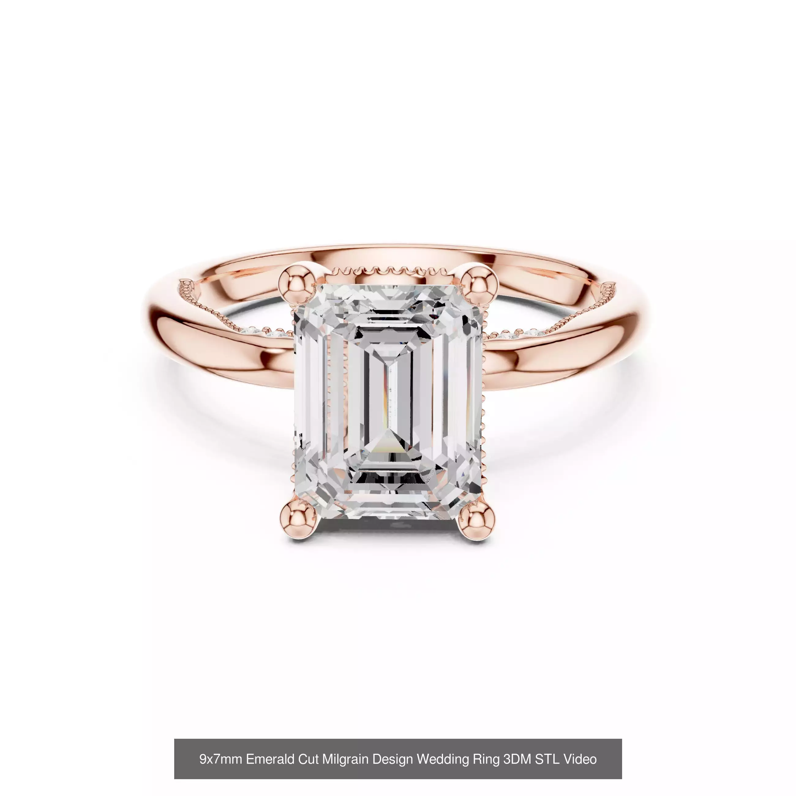 229 Emerald Cut Diamond Rings 3DM STL OBJ FBX 3 Render Video 3D Model Collection_177