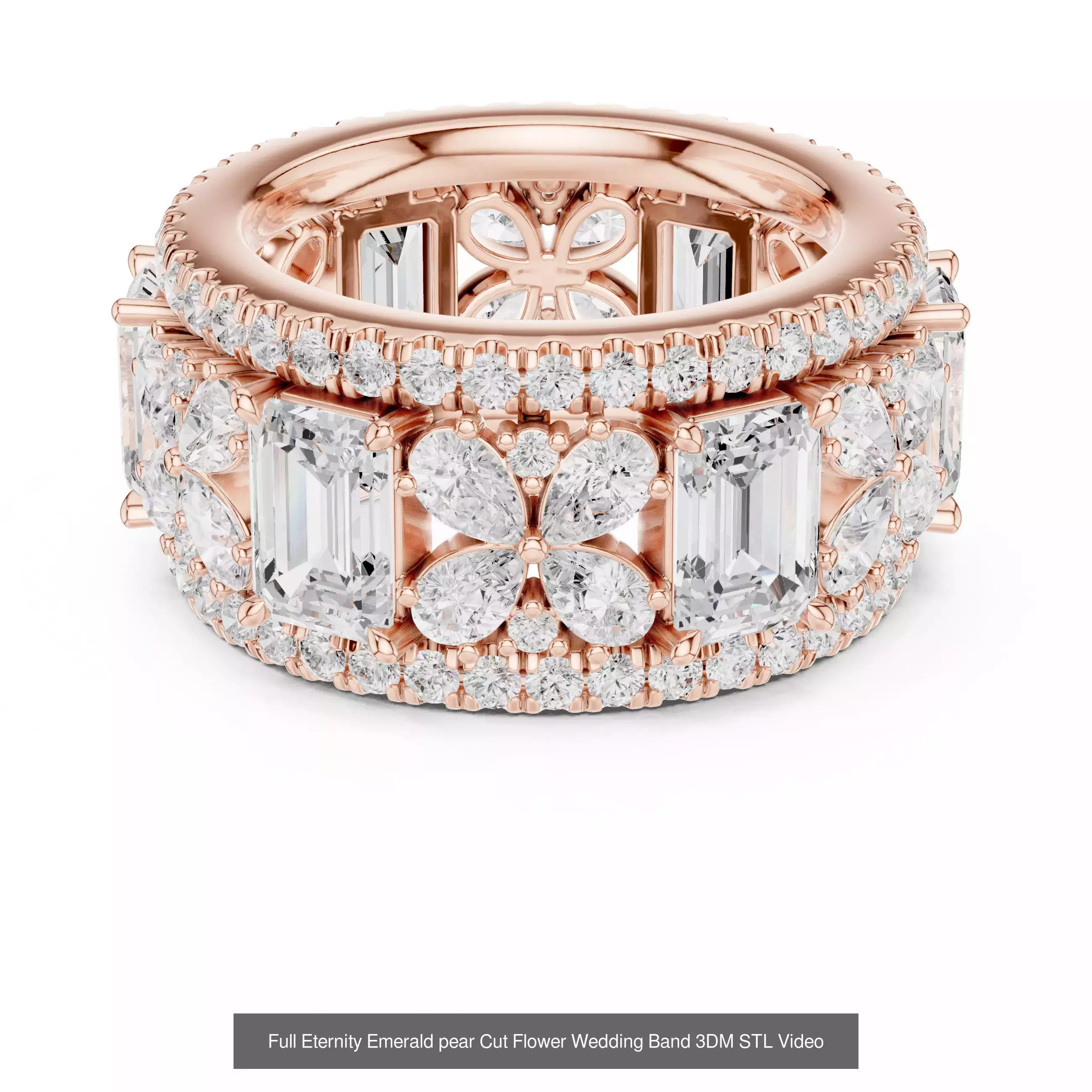 229 Emerald Cut Diamond Rings 3DM STL OBJ FBX 3 Render Video 3D Model Collection_123