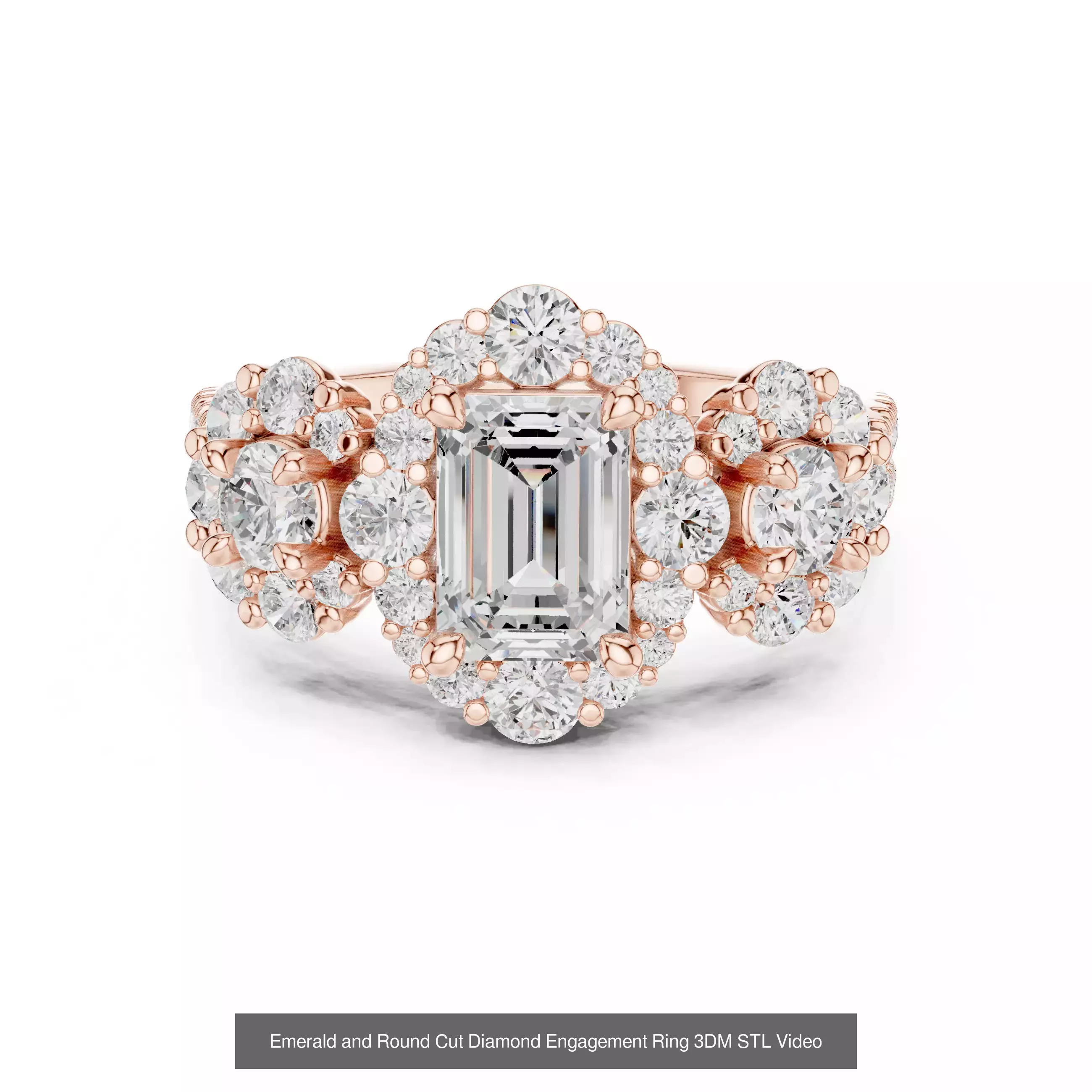 229 Emerald Cut Diamond Rings 3DM STL OBJ FBX 3 Render Video 3D Model Collection_115