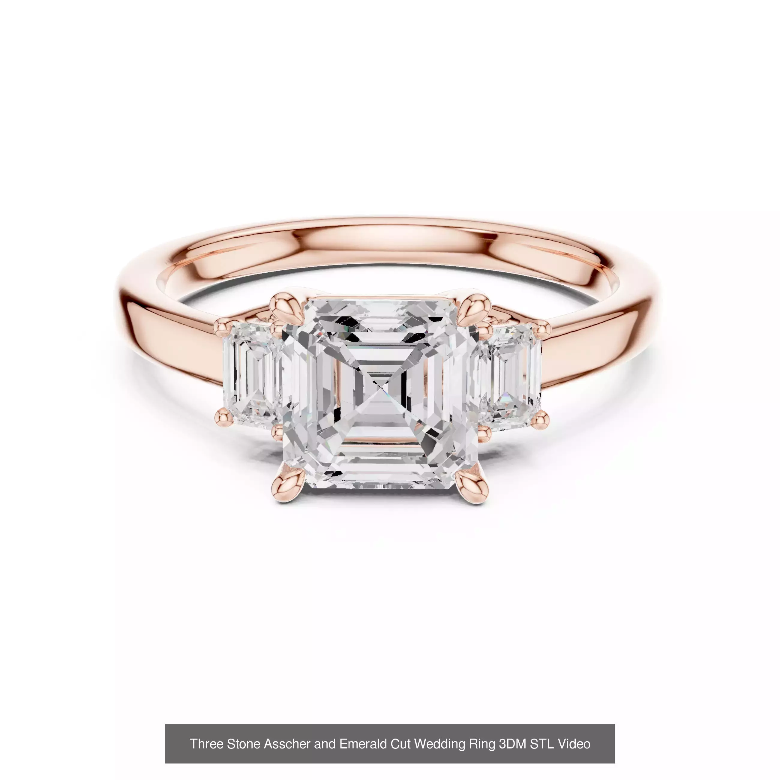 229 Emerald Cut Diamond Rings 3DM STL OBJ FBX 3 Render Video 3D Model Collection_205