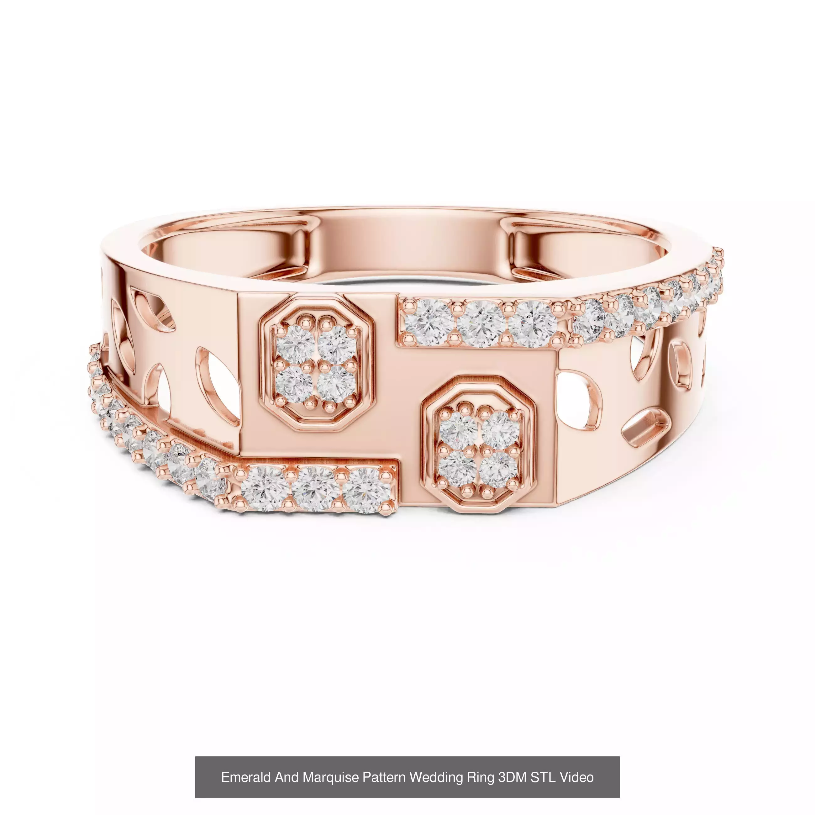 229 Emerald Cut Diamond Rings 3DM STL OBJ FBX 3 Render Video 3D Model Collection_25