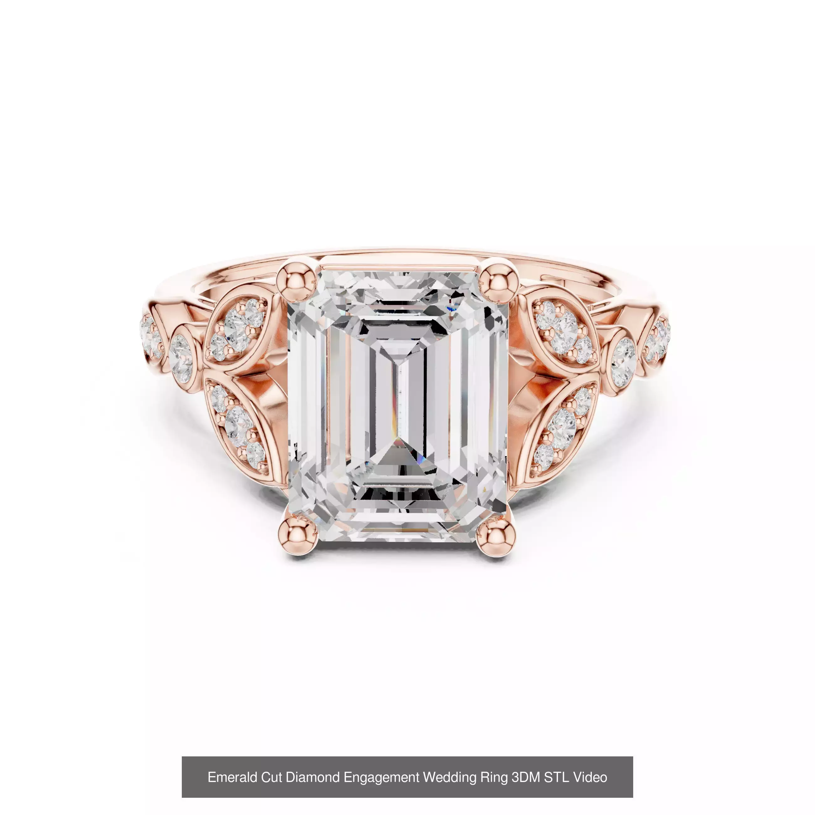 229 Emerald Cut Diamond Rings 3DM STL OBJ FBX 3 Render Video 3D Model Collection_88