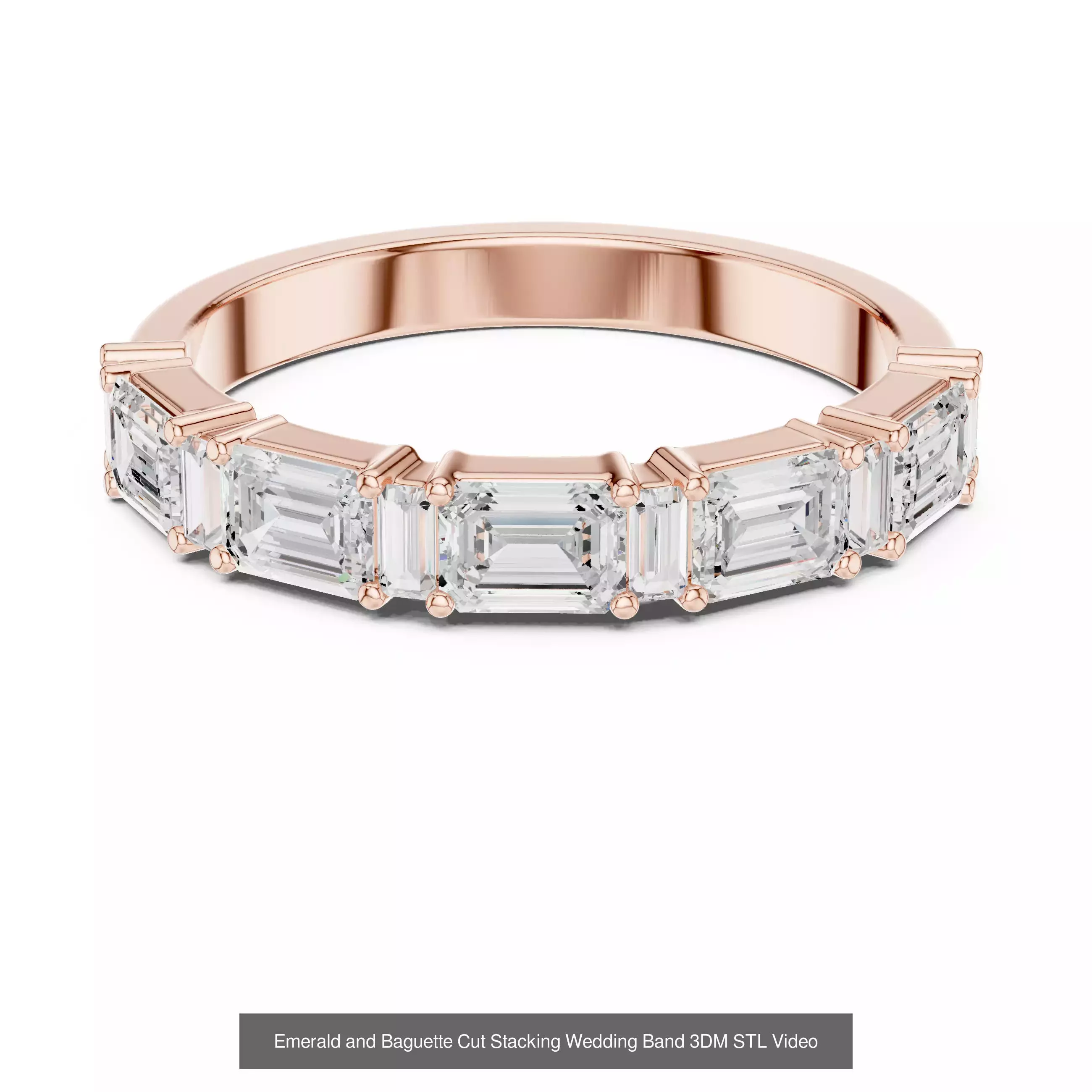 229 Emerald Cut Diamond Rings 3DM STL OBJ FBX 3 Render Video 3D Model Collection_87