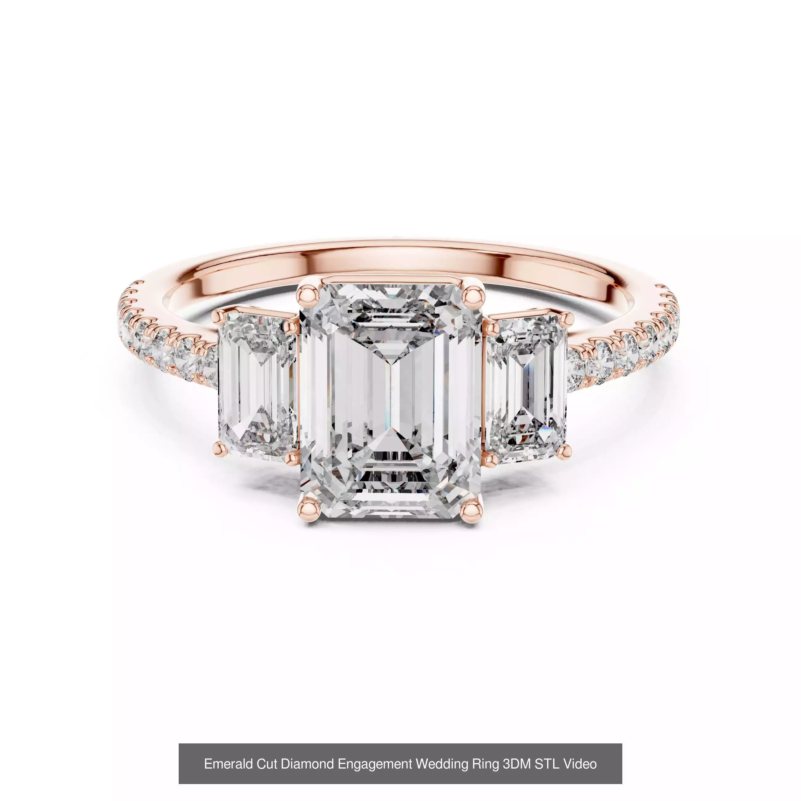 229 Emerald Cut Diamond Rings 3DM STL OBJ FBX 3 Render Video 3D Model Collection_59