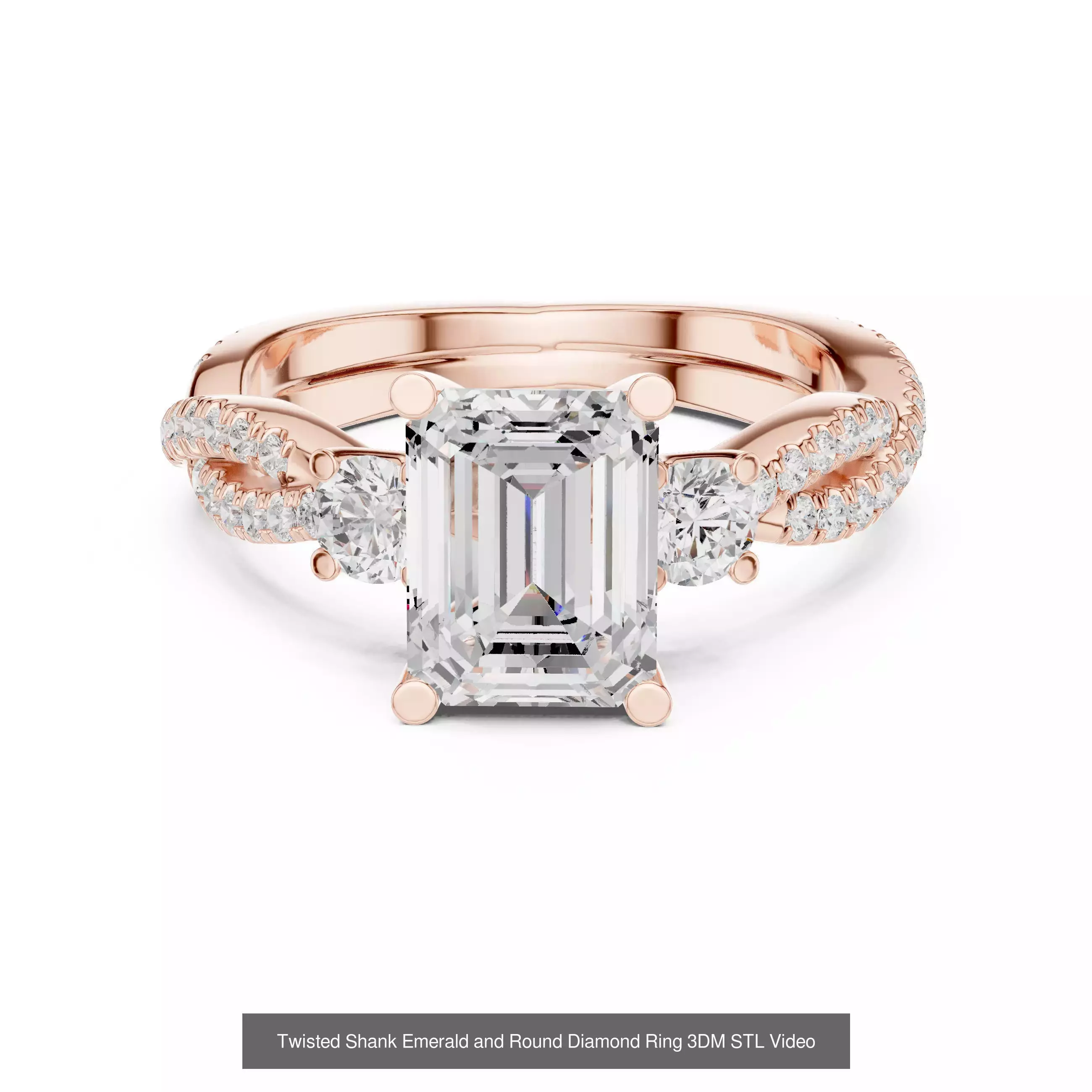 229 Emerald Cut Diamond Rings 3DM STL OBJ FBX 3 Render Video 3D Model Collection_116