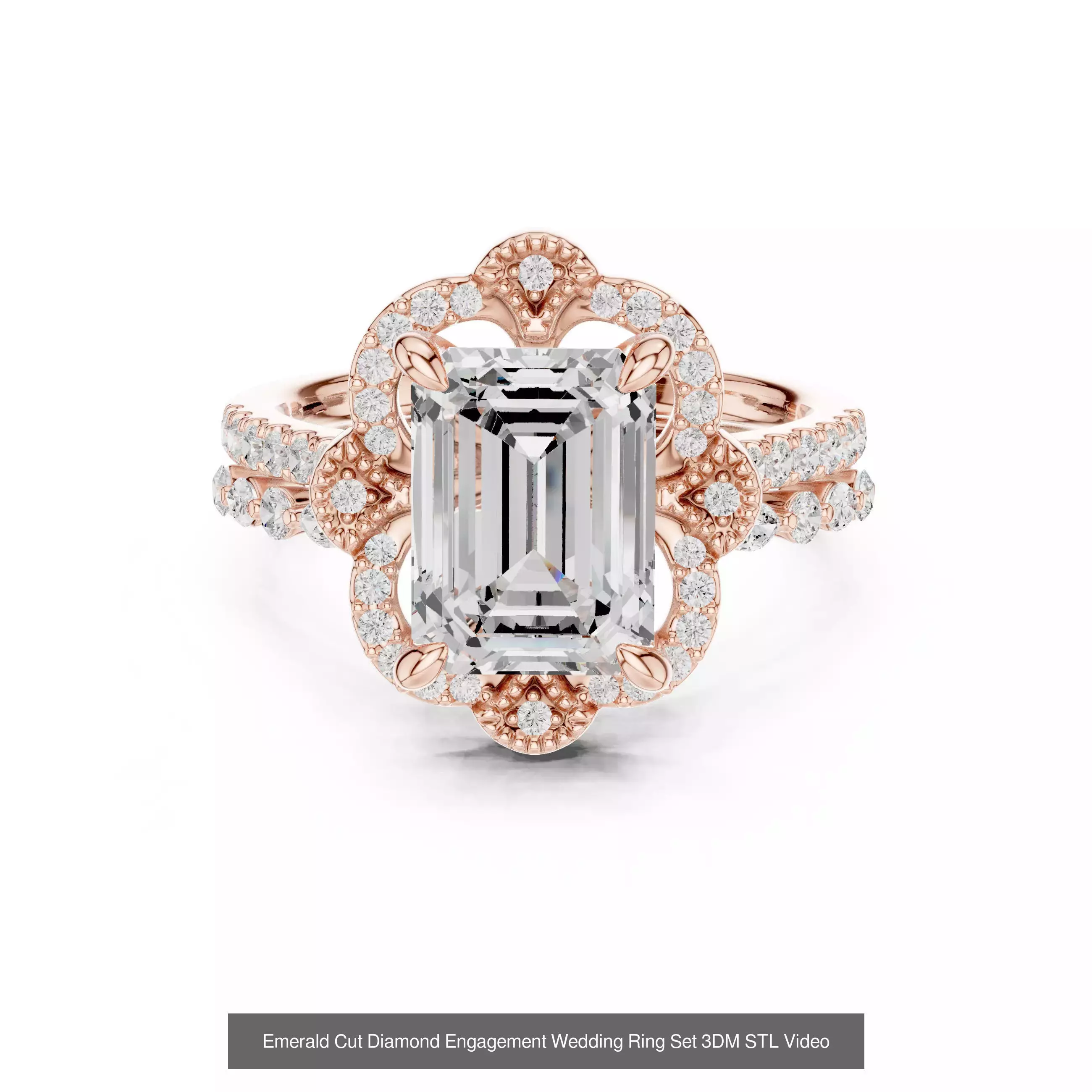 229 Emerald Cut Diamond Rings 3DM STL OBJ FBX 3 Render Video 3D Model Collection_93