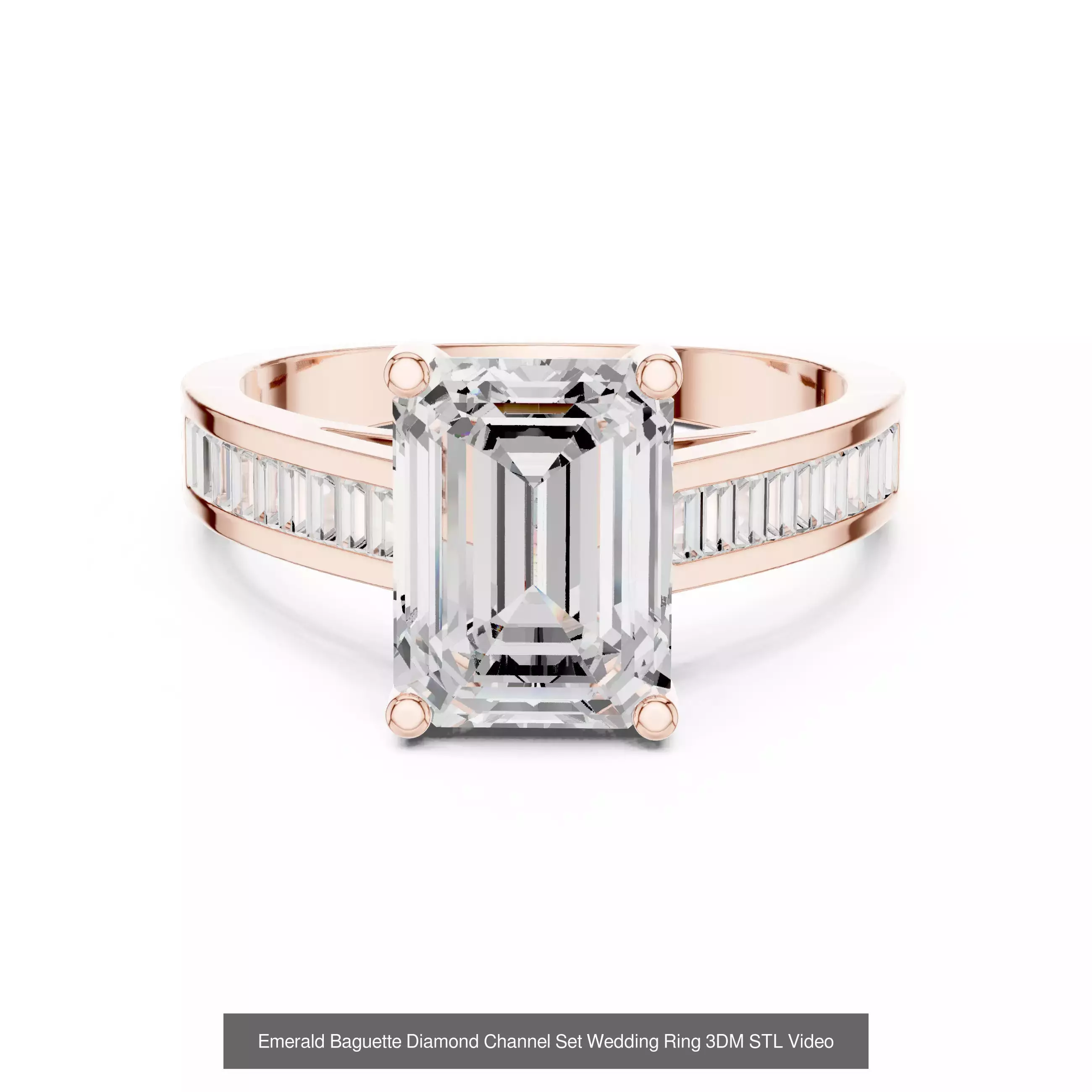 229 Emerald Cut Diamond Rings 3DM STL OBJ FBX 3 Render Video 3D Model Collection_86