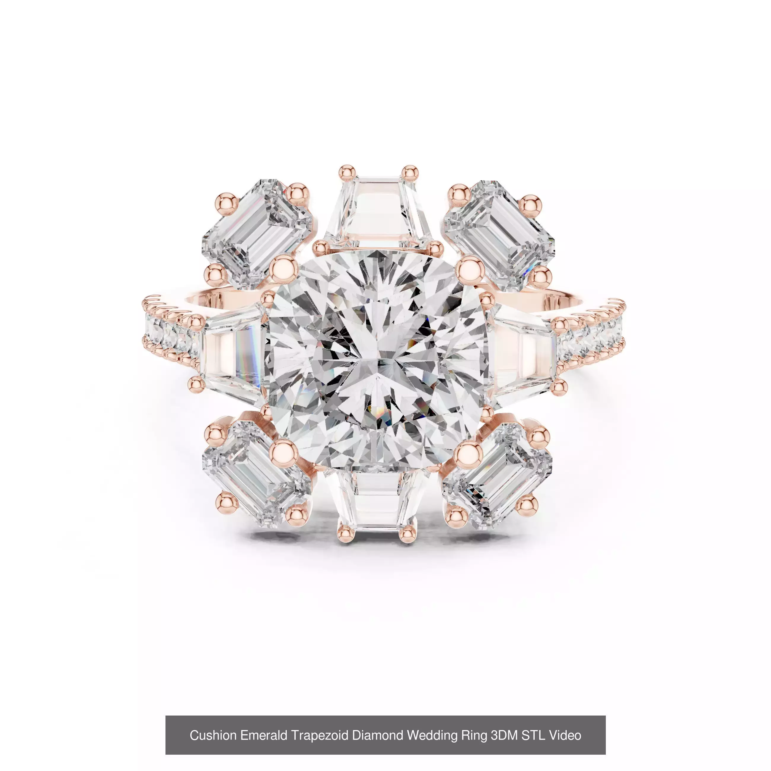 229 Emerald Cut Diamond Rings 3DM STL OBJ FBX 3 Render Video 3D Model Collection_129