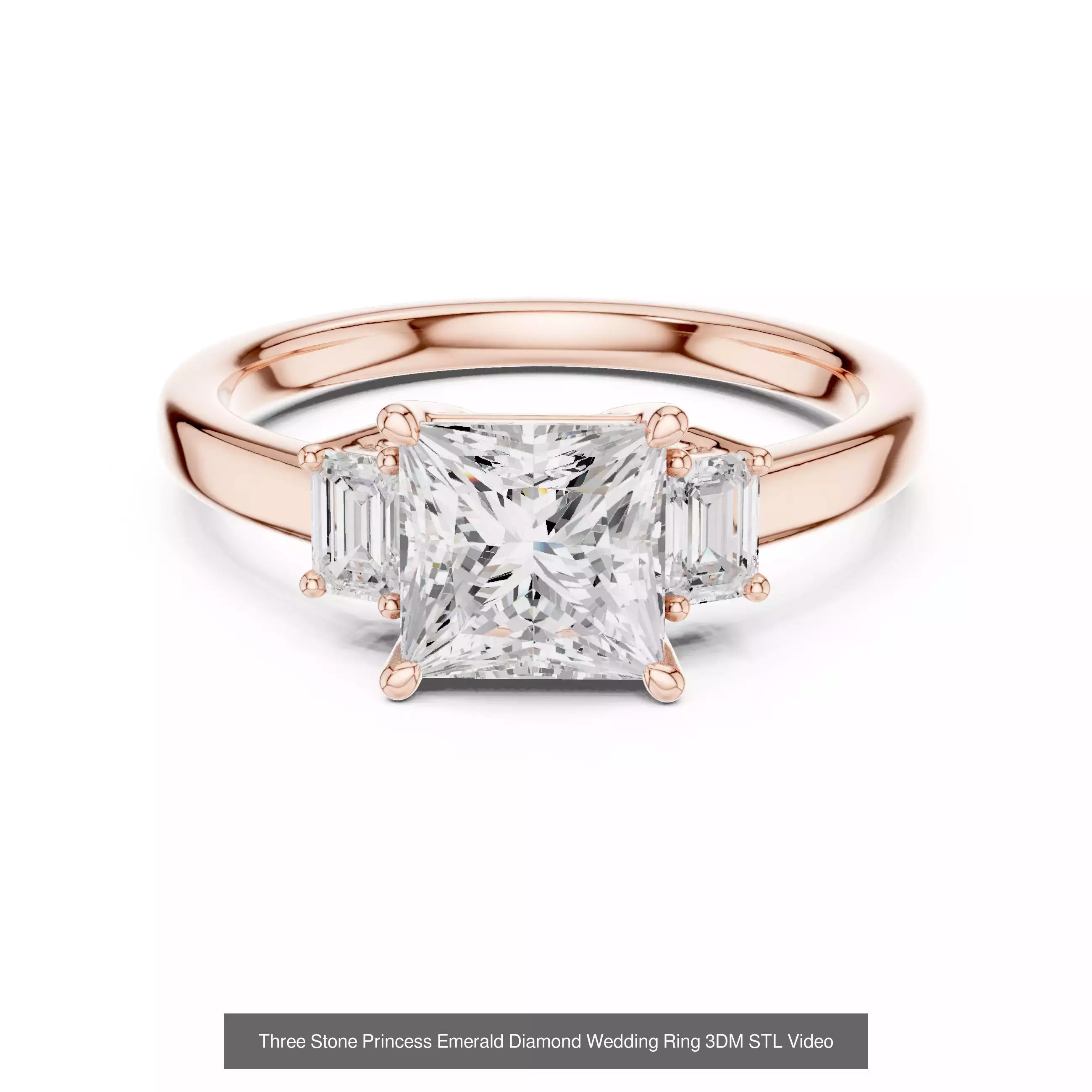 229 Emerald Cut Diamond Rings 3DM STL OBJ FBX 3 Render Video 3D Model Collection_209