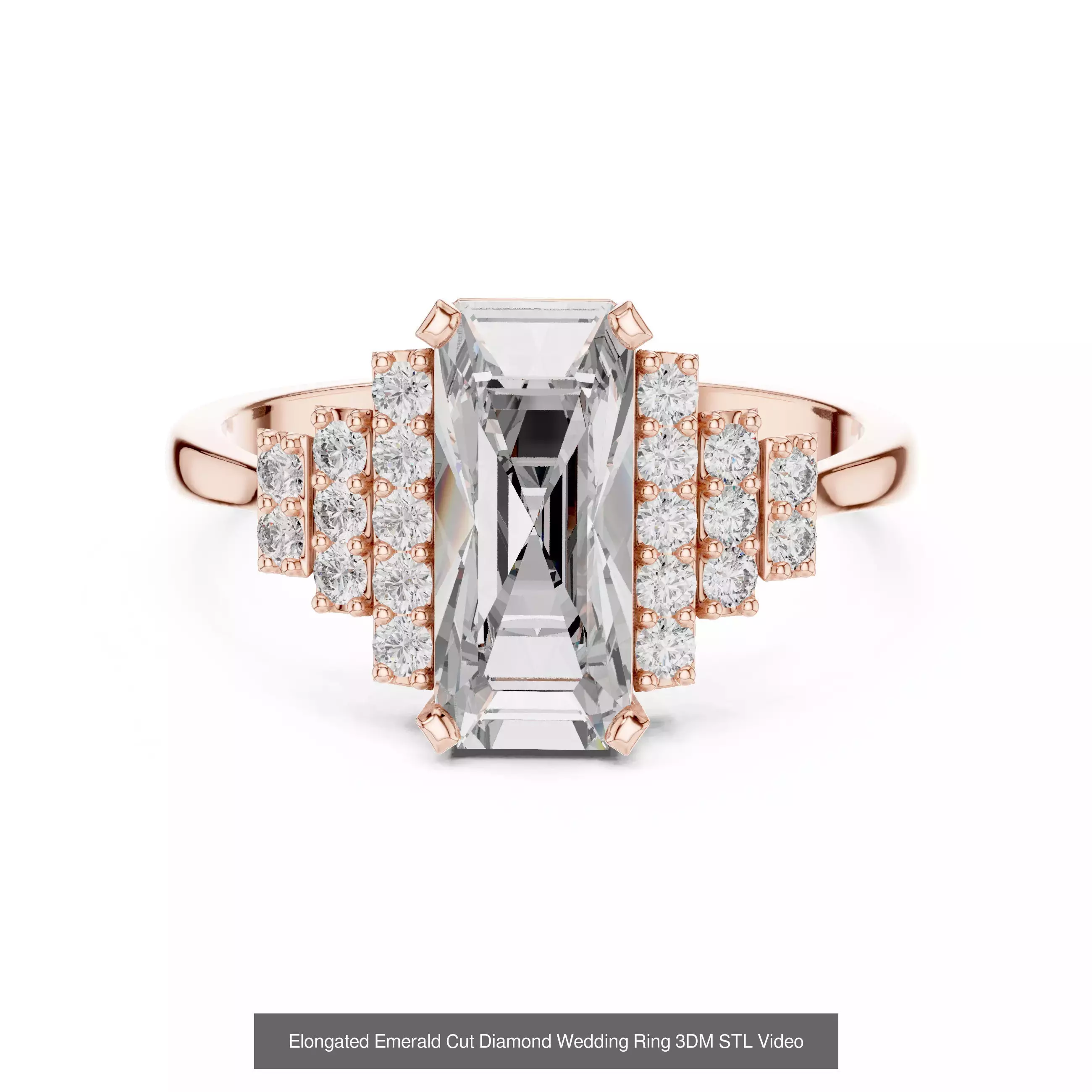 229 Emerald Cut Diamond Rings 3DM STL OBJ FBX 3 Render Video 3D Model Collection_100